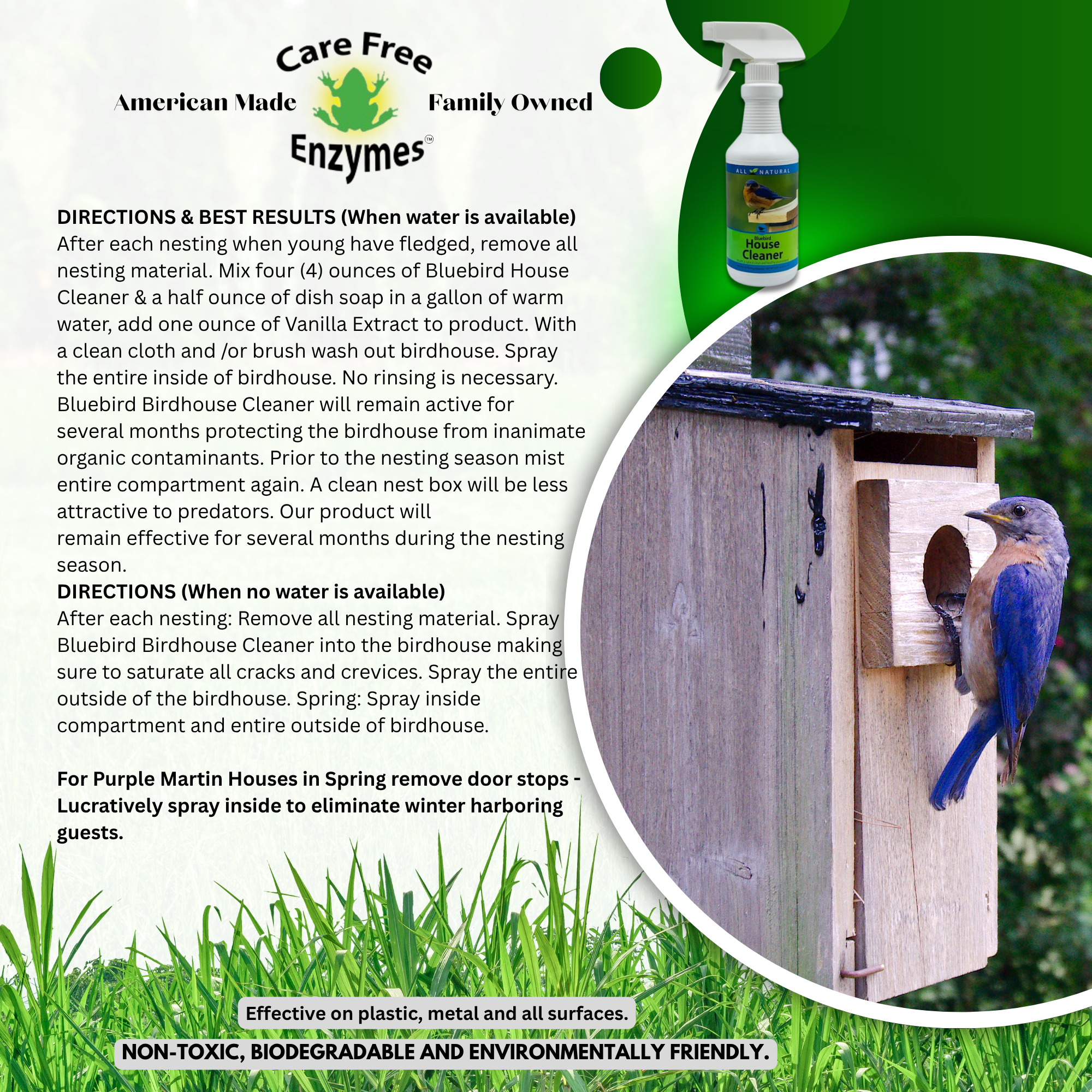 Natural Bluebird House Protector Spray | Deters Wasps & Pests Safely | 16 oz