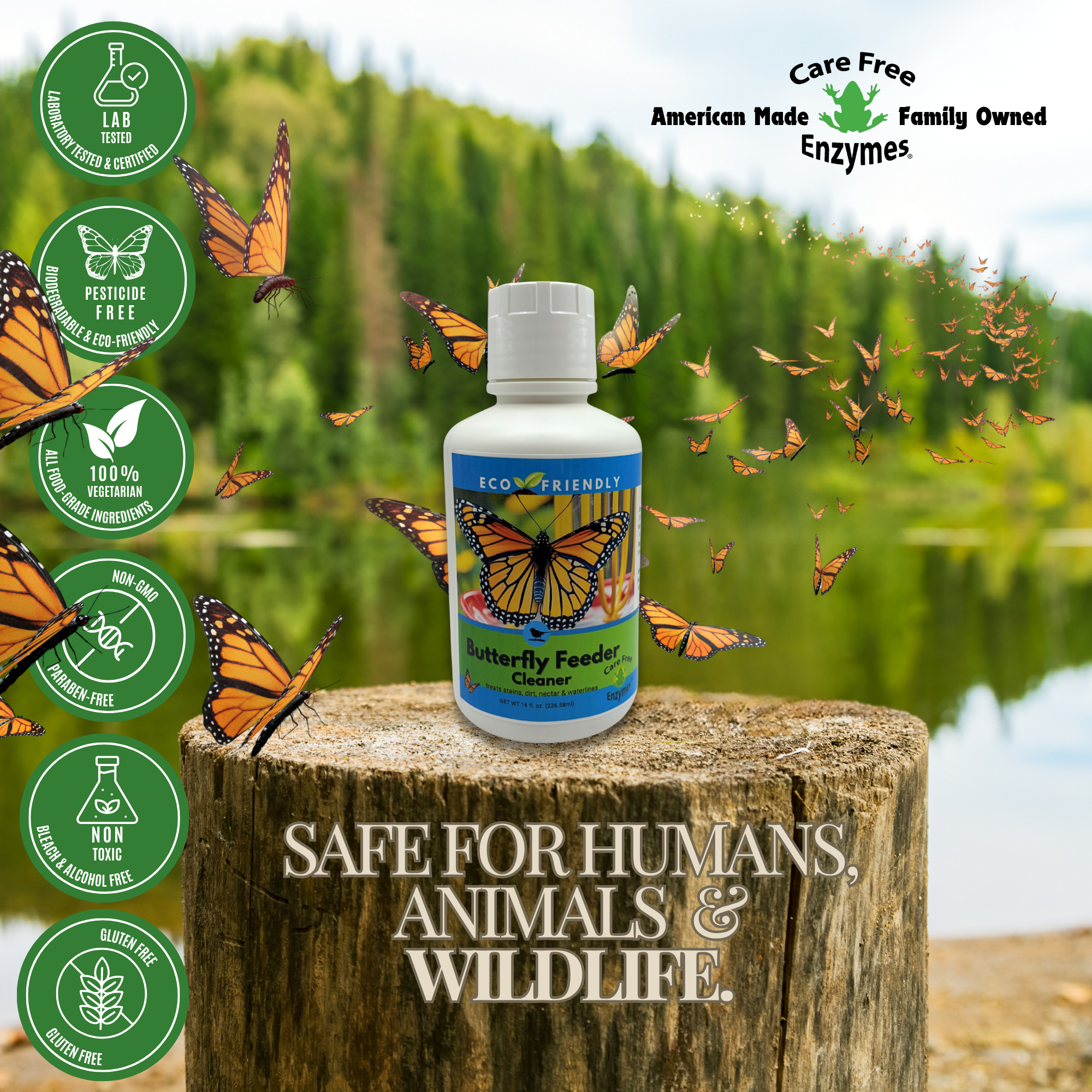 Natural Butterfly Feeder Cleaner | Cleans Sponges, Wicks & Trays Safely | 16 oz