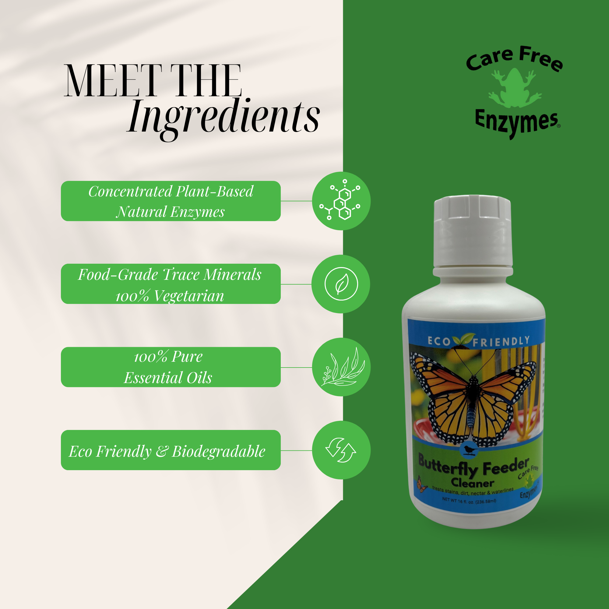 Natural Butterfly Feeder Cleaner | Cleans Sponges, Wicks & Trays Safely | 16 oz