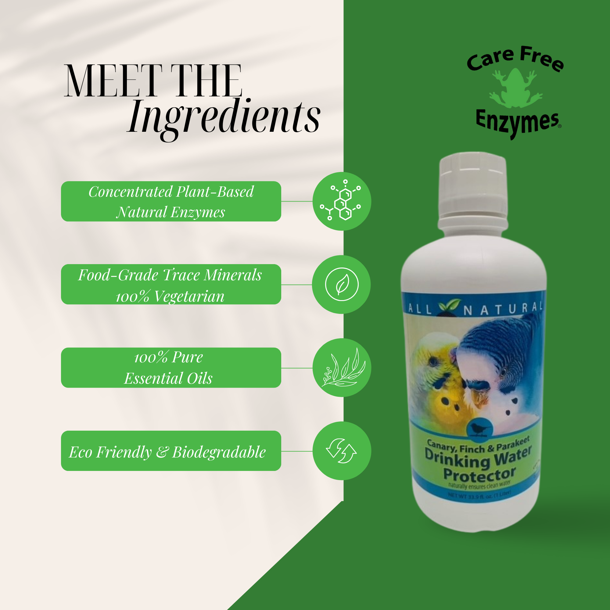 Pet Bird Drinking Water Protector | Keeps Water Fresh & Slime-Free | 16 oz & 33.9 oz