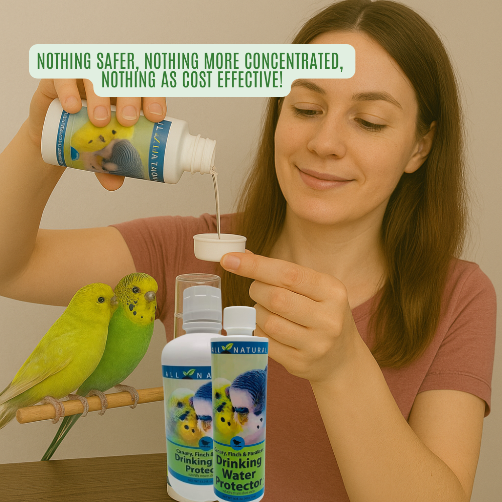 Pet Bird Drinking Water Protector | Keeps Water Fresh & Slime-Free | 16 oz & 33.9 oz