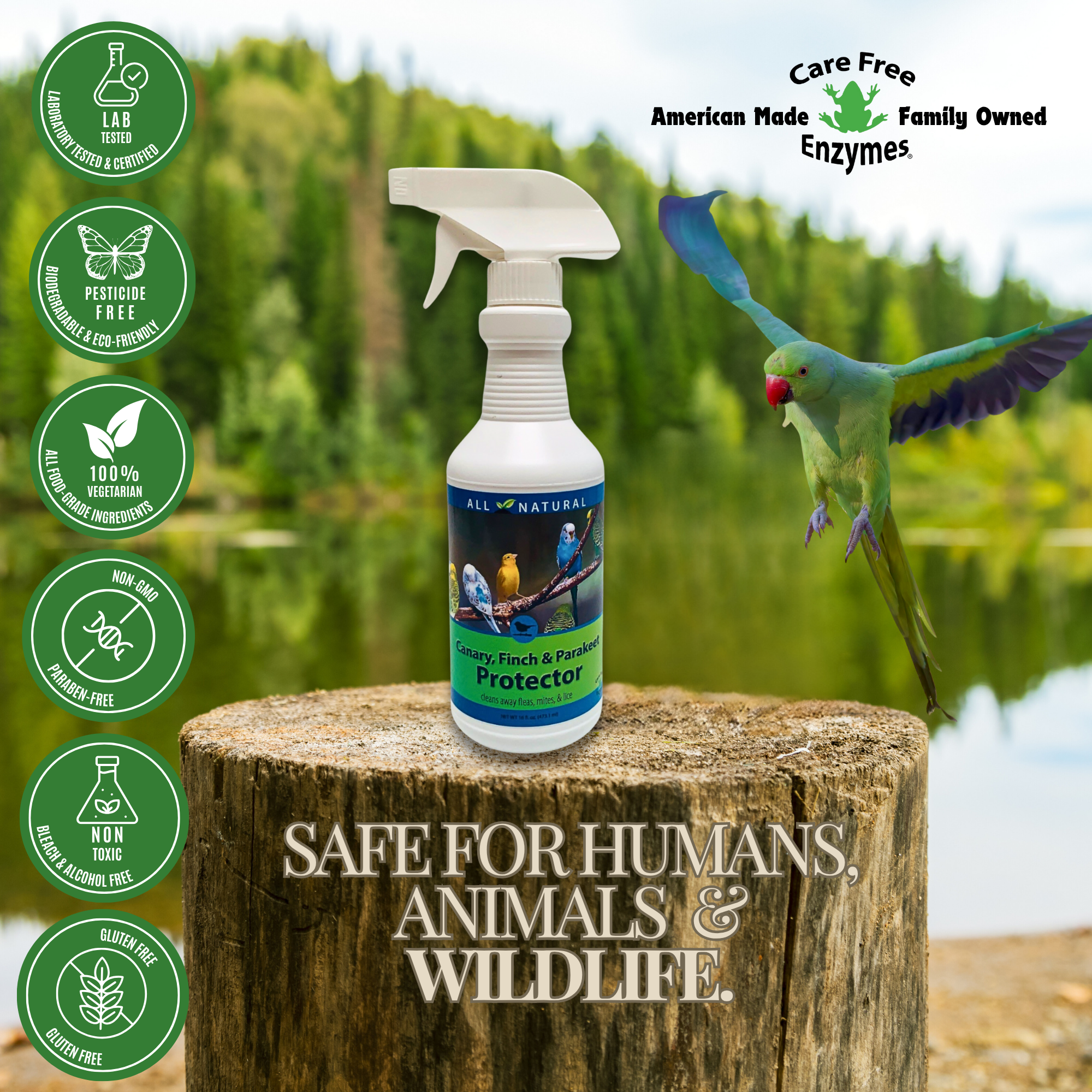 Safe Mite & Parasite Spray for Cage Birds | For Canaries, Finches & Parakeets | 16 oz