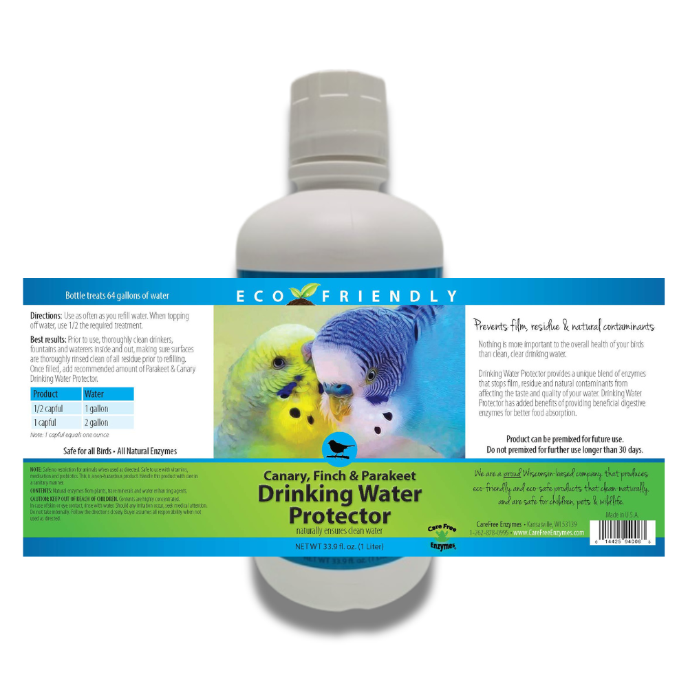 Pet Bird Drinking Water Protector | Keeps Water Fresh & Slime-Free | 16 oz & 33.9 oz