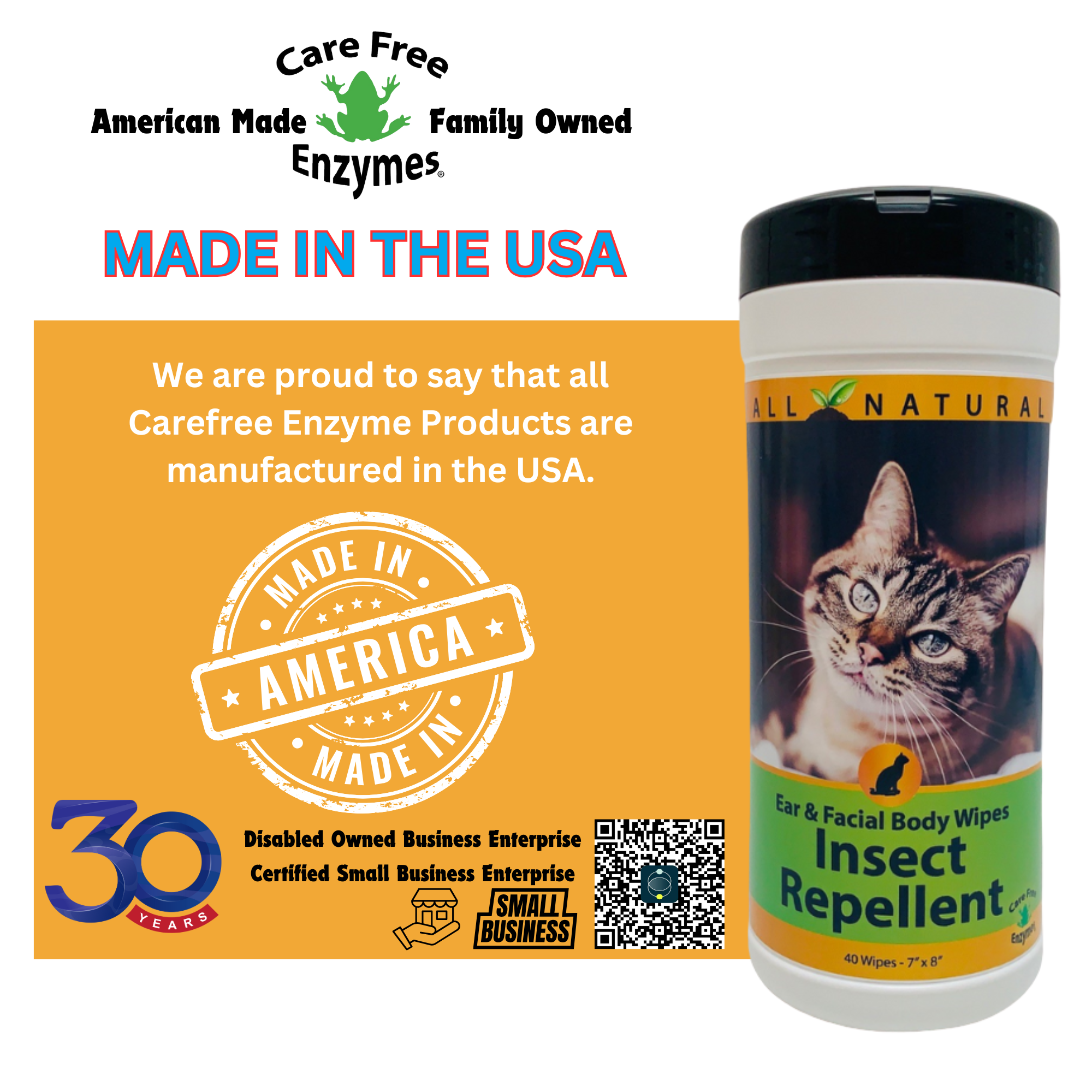 Gentle Insect Repellent Wipes for Cats | Natural Flea & Tick Protection | 40 Count