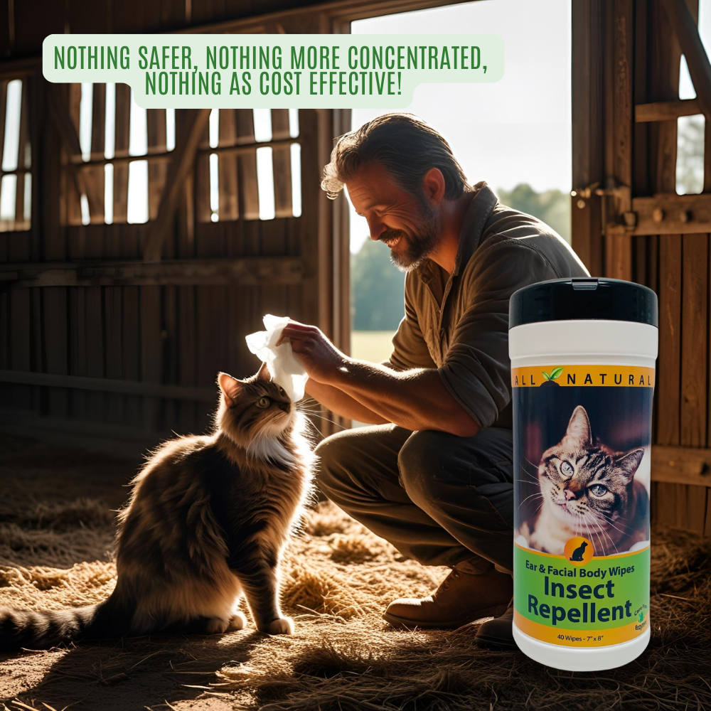 Gentle Insect Repellent Wipes for Cats | Natural Flea & Tick Protection | 40 Count