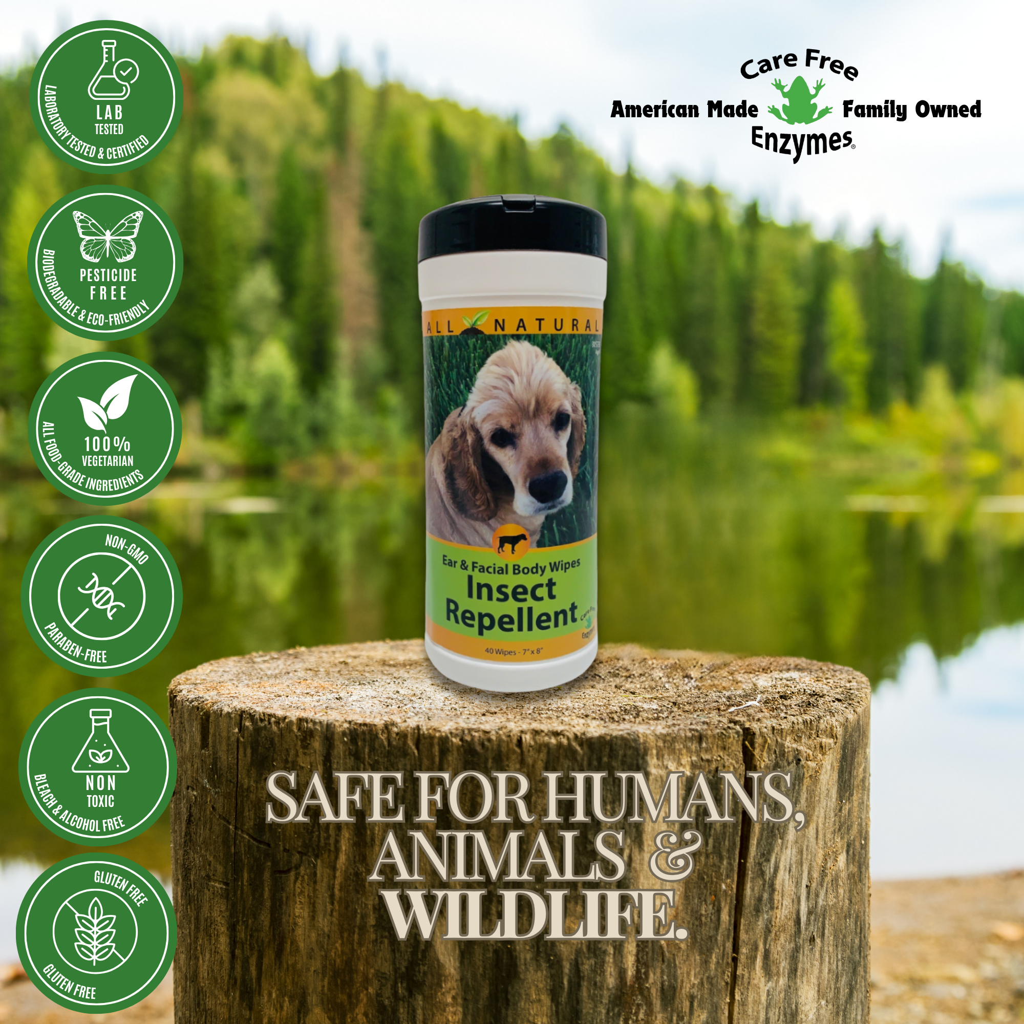 Natural Flea & Tick Repellent Wipes for Dogs | Dog Insect Wipes | 40 Count