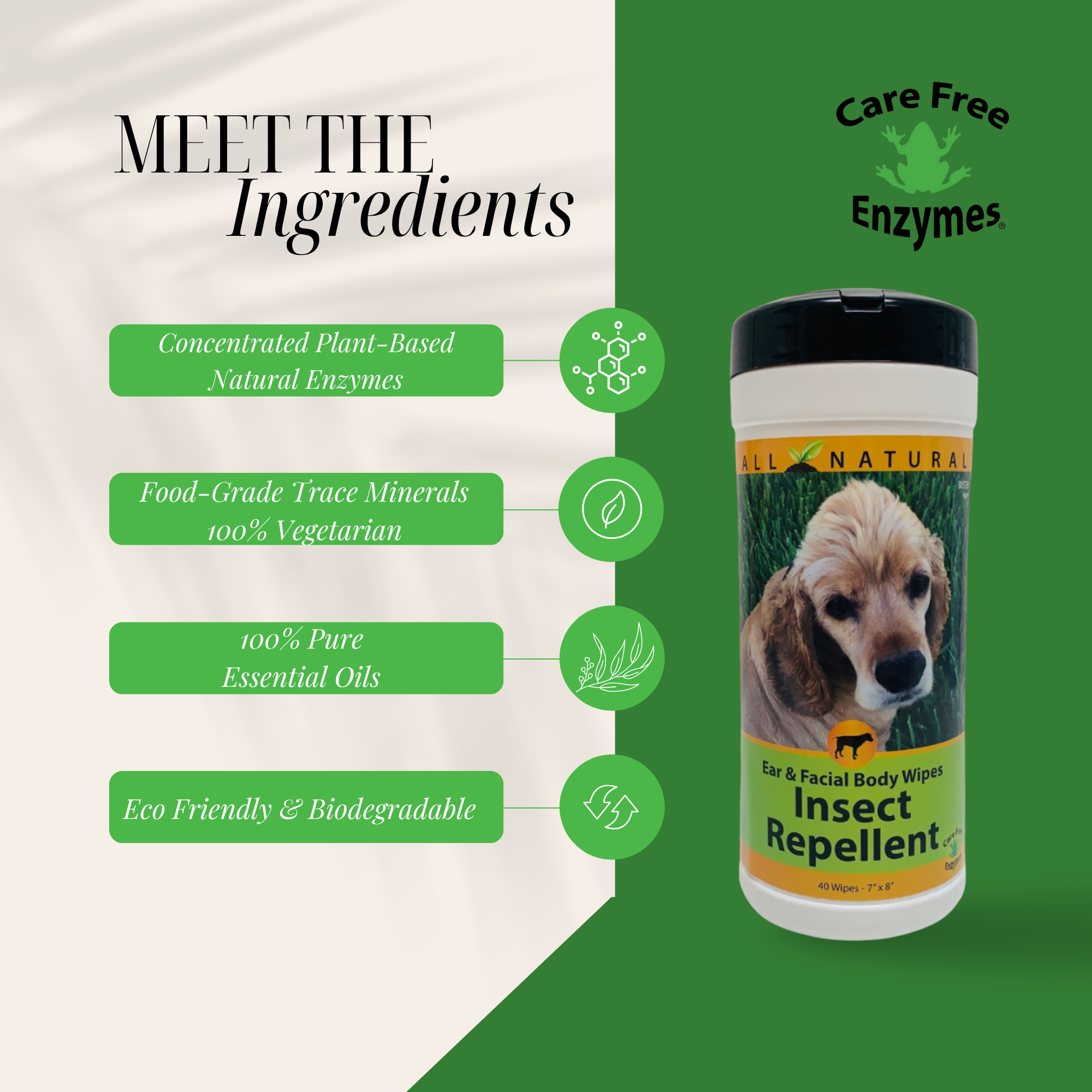 Natural Flea & Tick Repellent Wipes for Dogs | Dog Insect Wipes | 40 Count