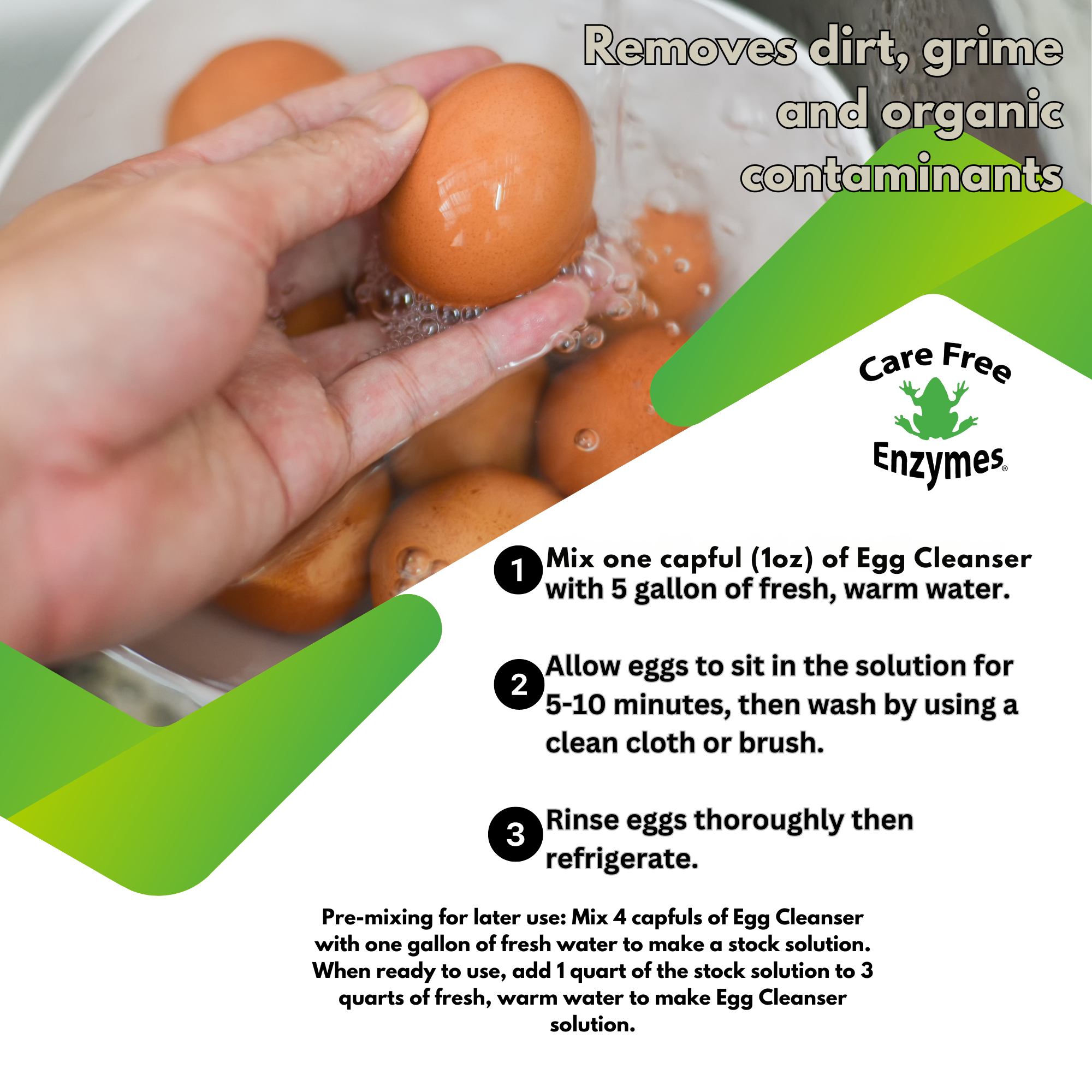 Natural Egg Cleanser & Wash | Removes Dirt & Contaminants Safely | 16 oz, 33.9 oz & 1 Gallon