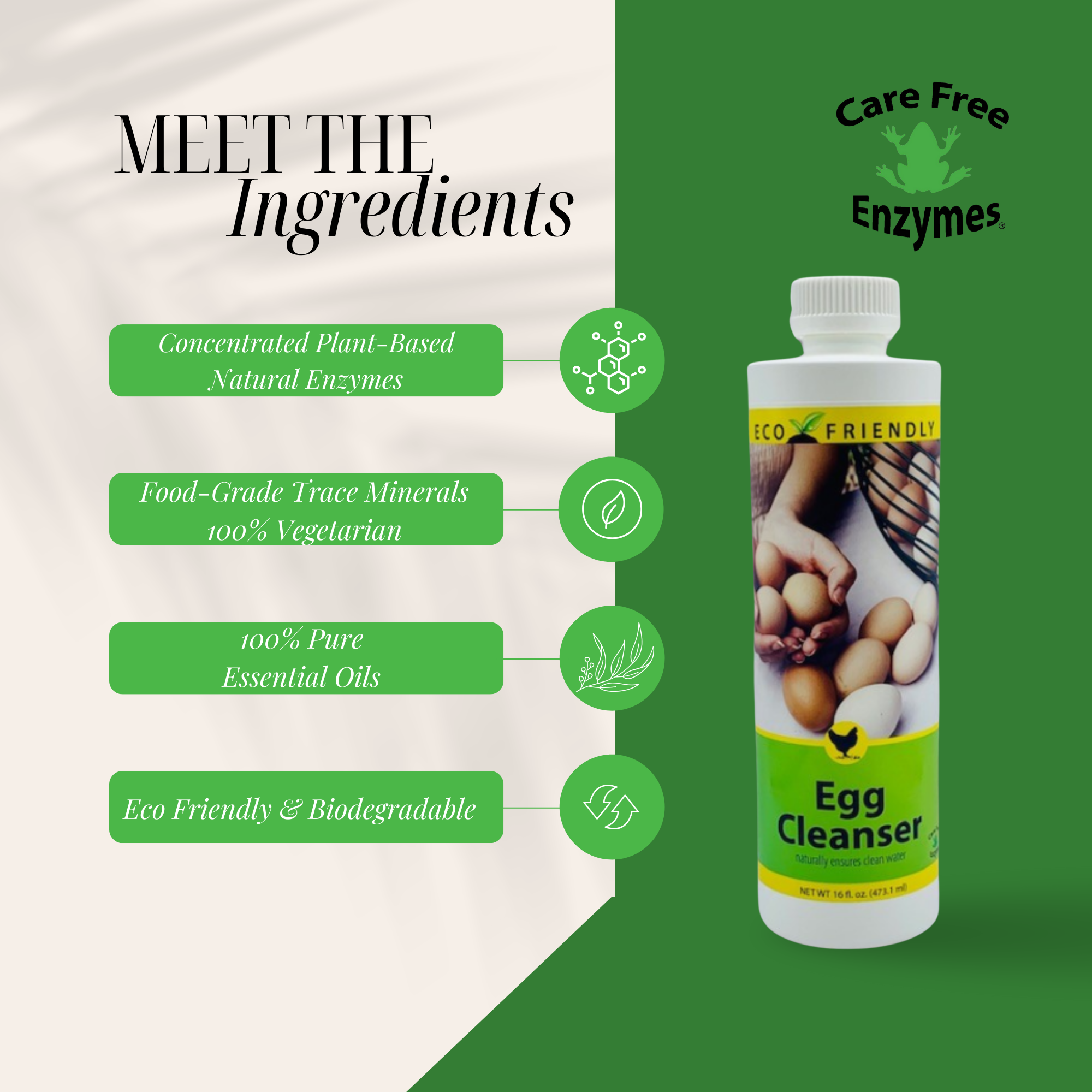 Natural Egg Cleanser & Wash | Removes Dirt & Contaminants Safely | 16 oz, 33.9 oz & 1 Gallon