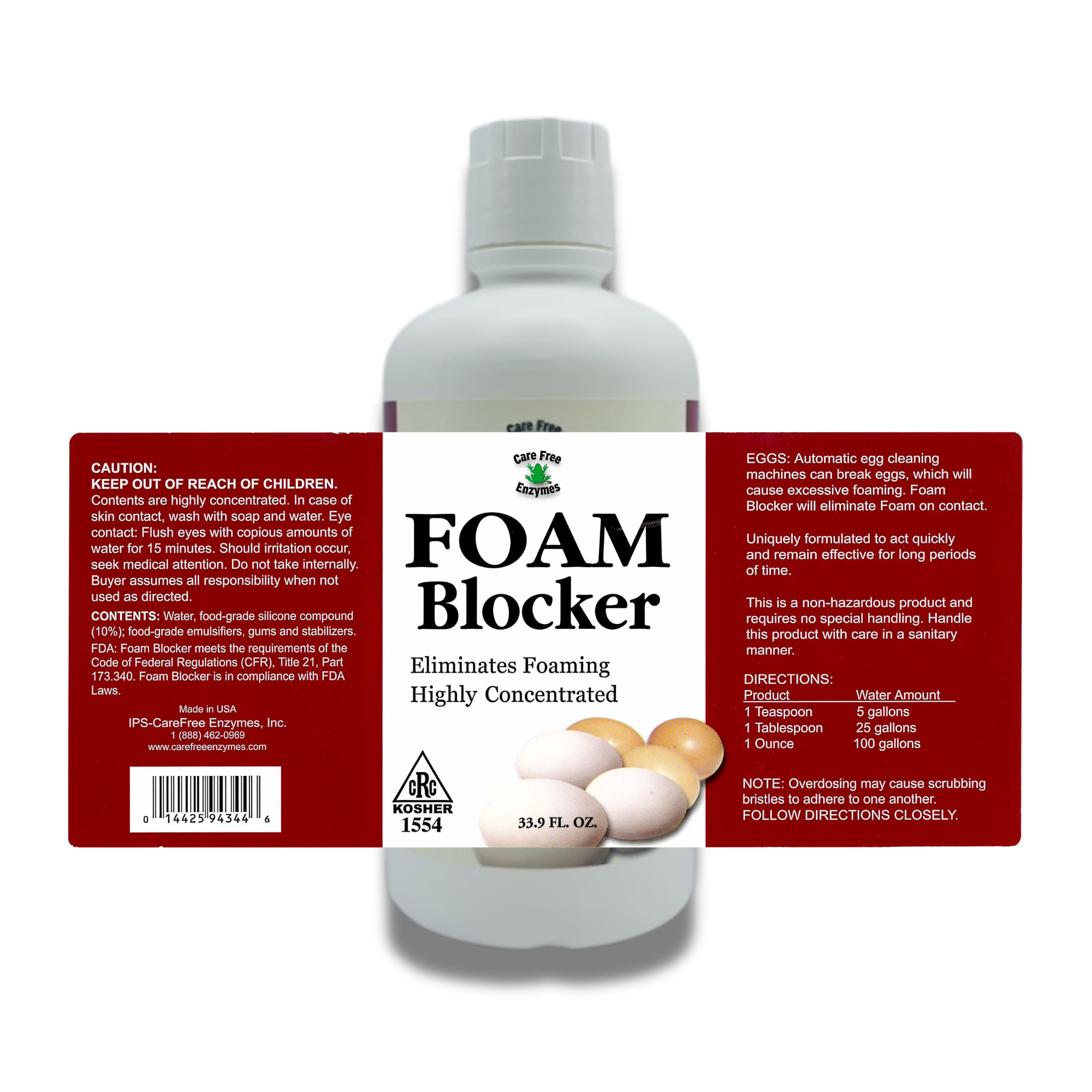 Egg Wash Defoamer & Foam Blocker | For Commercial Egg Washing Systems | 1 Gallon & 5 Gallon