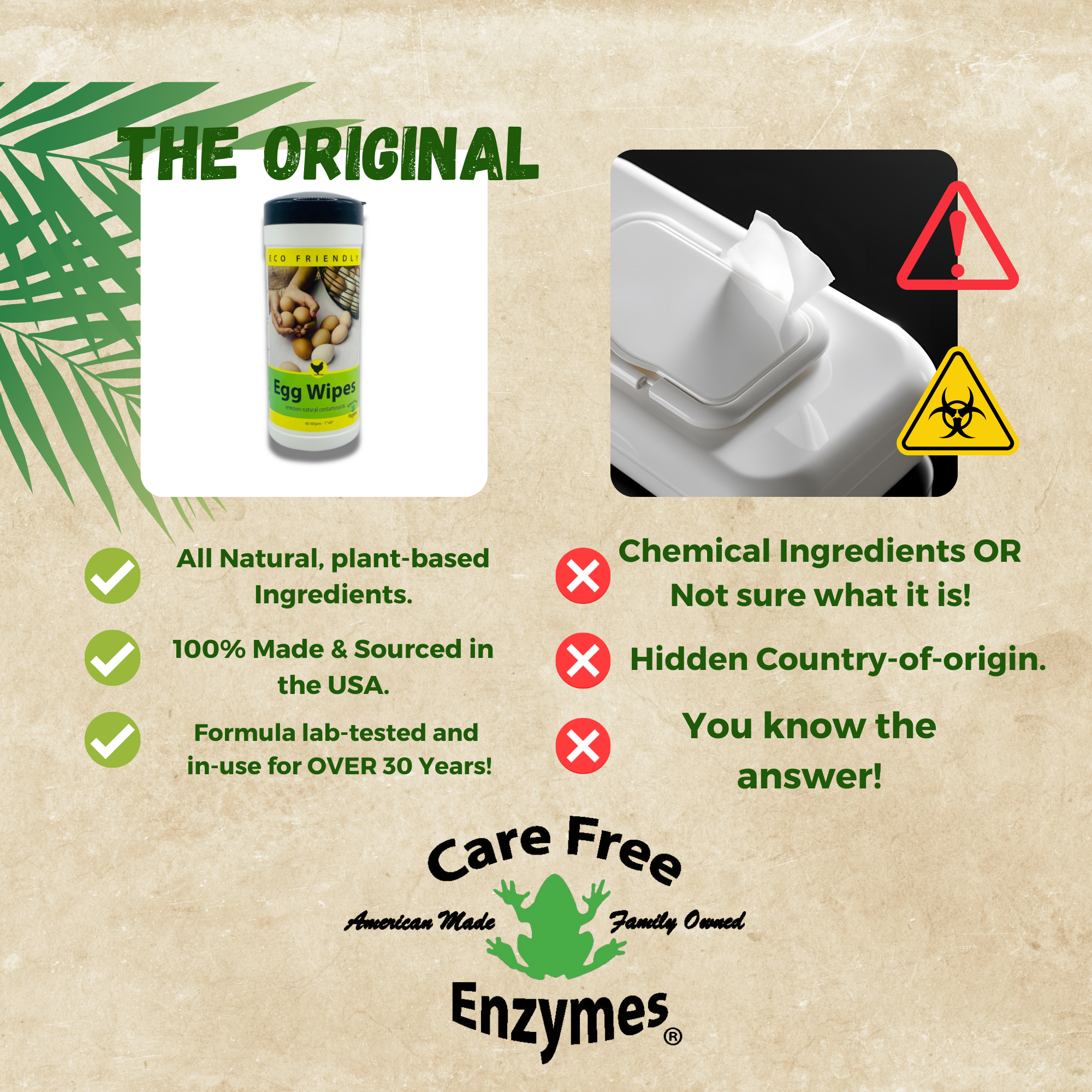 Natural Egg Cleaning Wipes | Convenient & Safe for Fresh Eggs | 40 Count