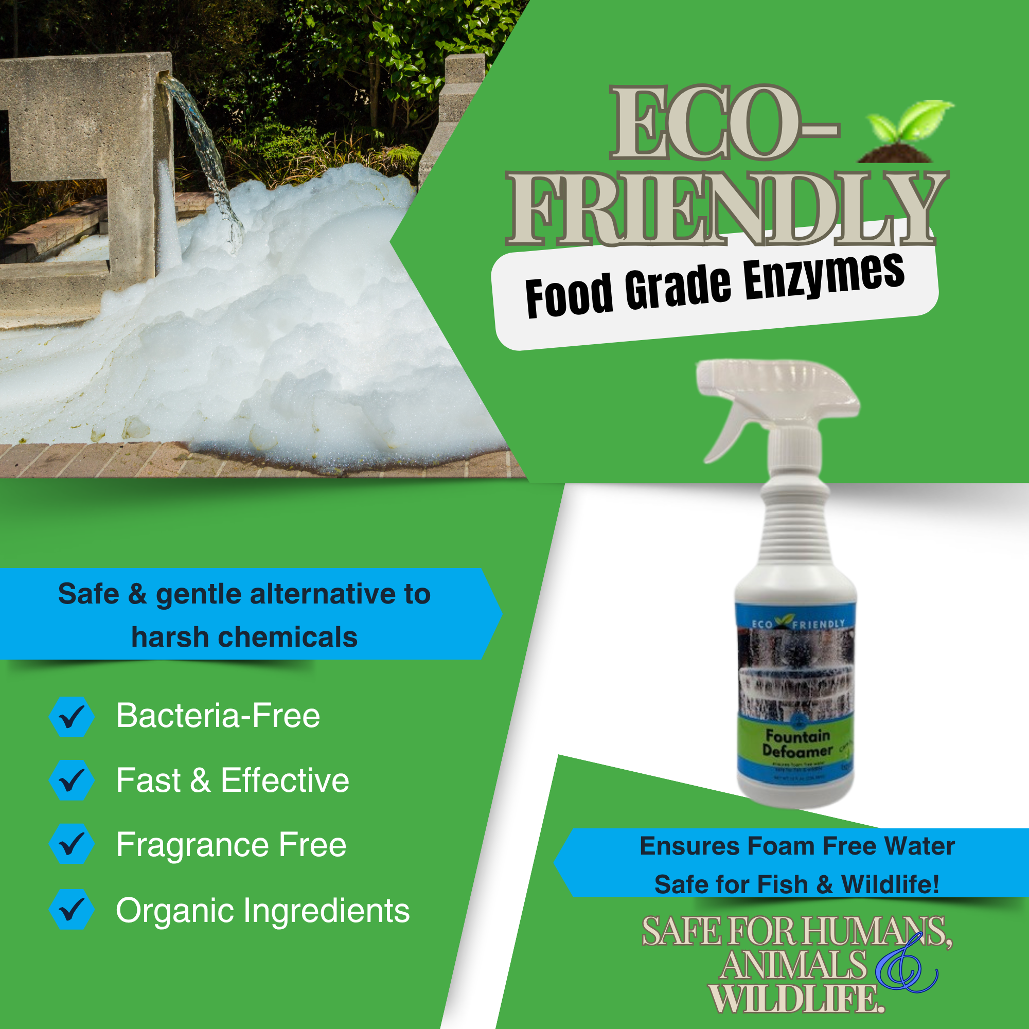 Fountain Defoamer Spray | Eliminates Foam Instantly | 16 oz