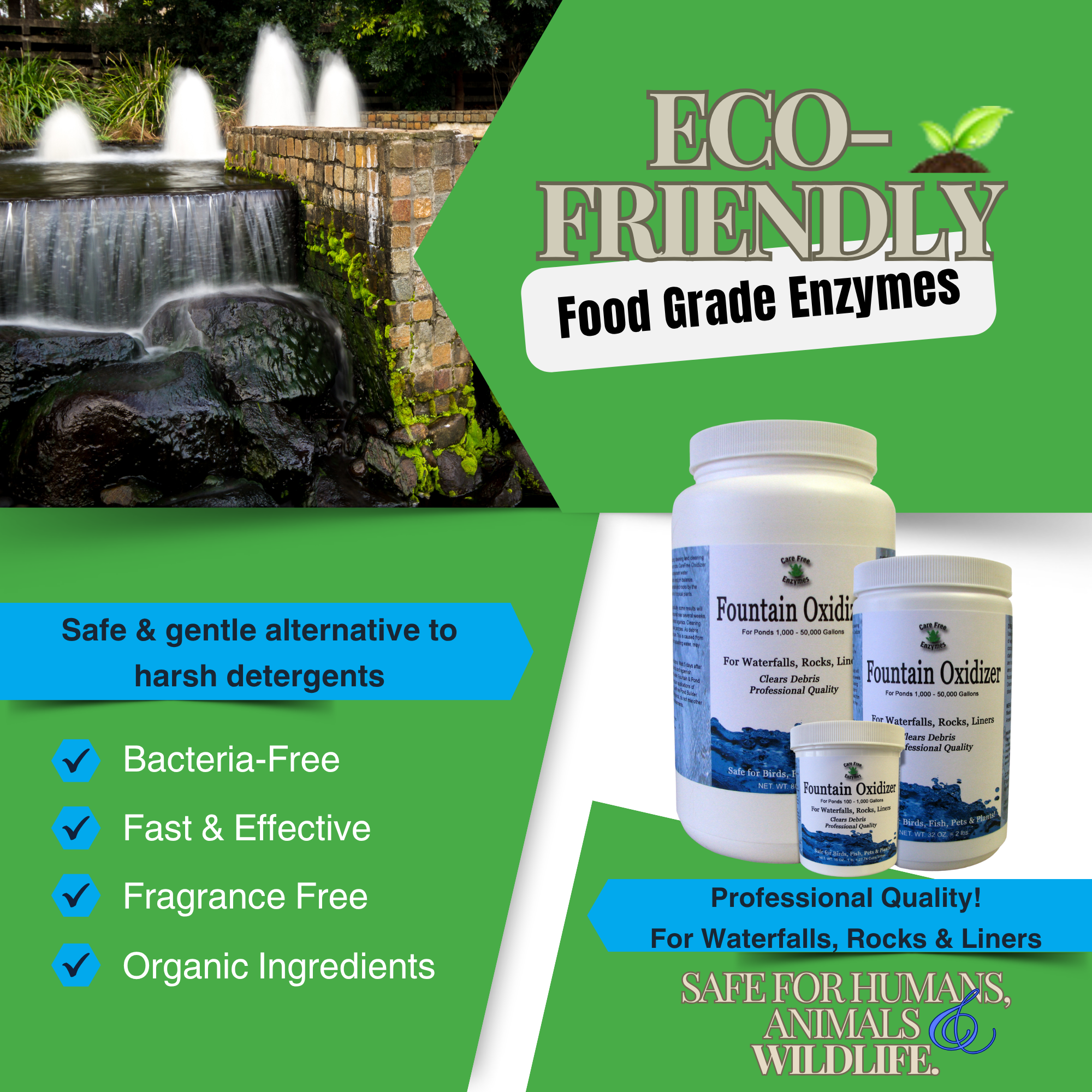 Fountain Oxidizer & Cleaner | Removes Algae, Stains & Debris | 1 lb, 2 lb & 5 lb