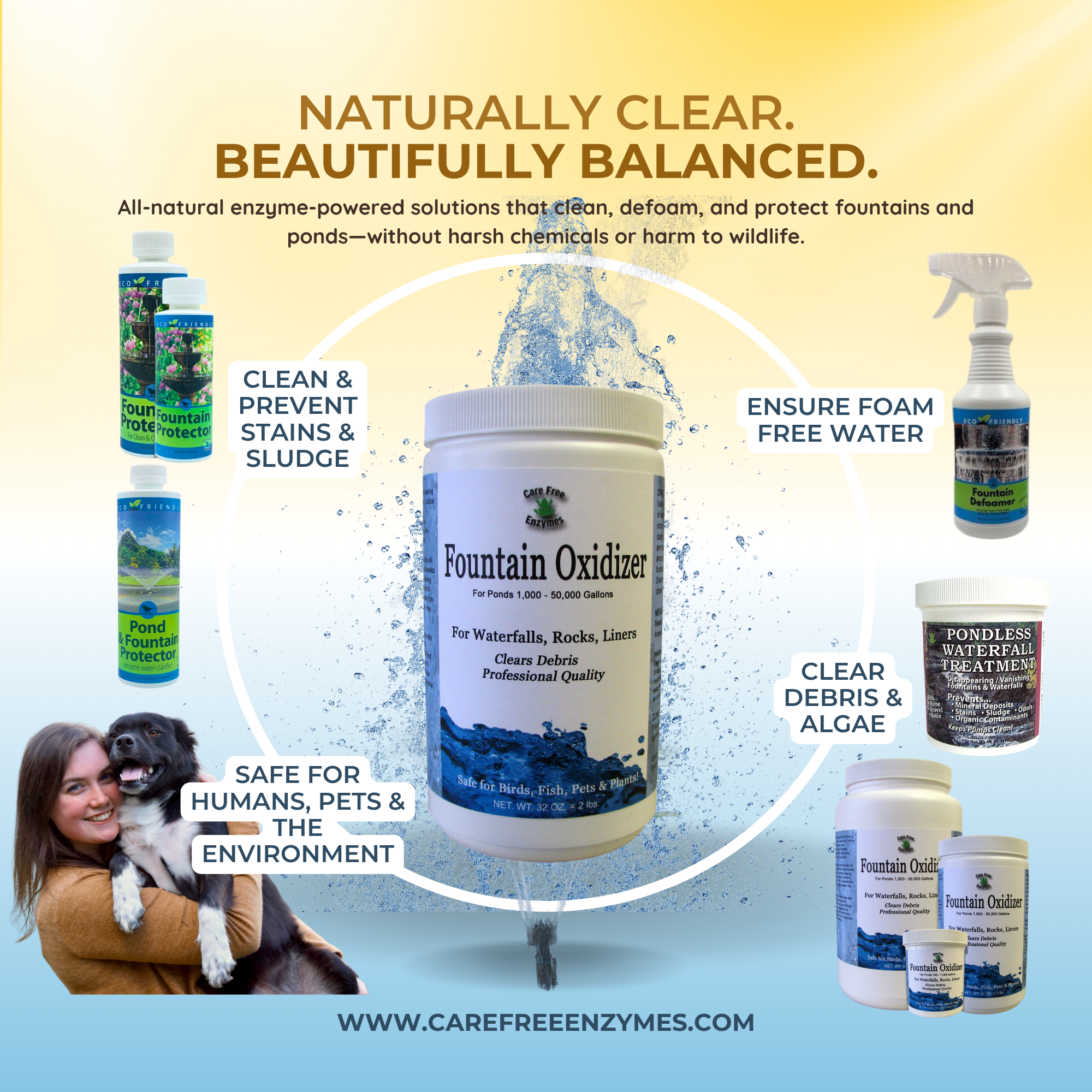 Fountain Oxidizer & Cleaner | Removes Algae, Stains & Debris | 1 lb, 2 lb & 5 lb