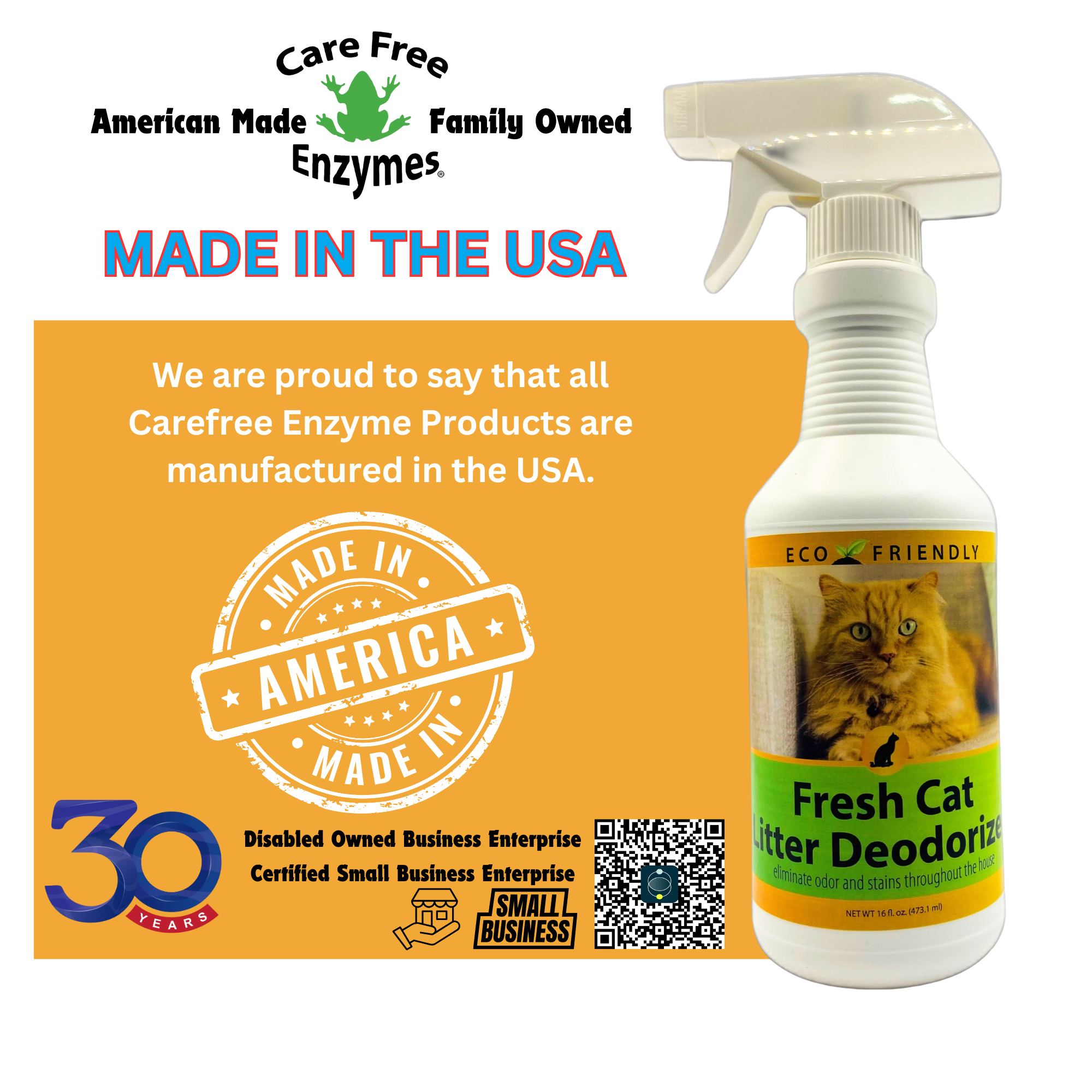 Natural Cat Litter Box Deodorizer Spray | Eliminates Ammonia Odor | Fresh Cat Deodorizer | 16 oz