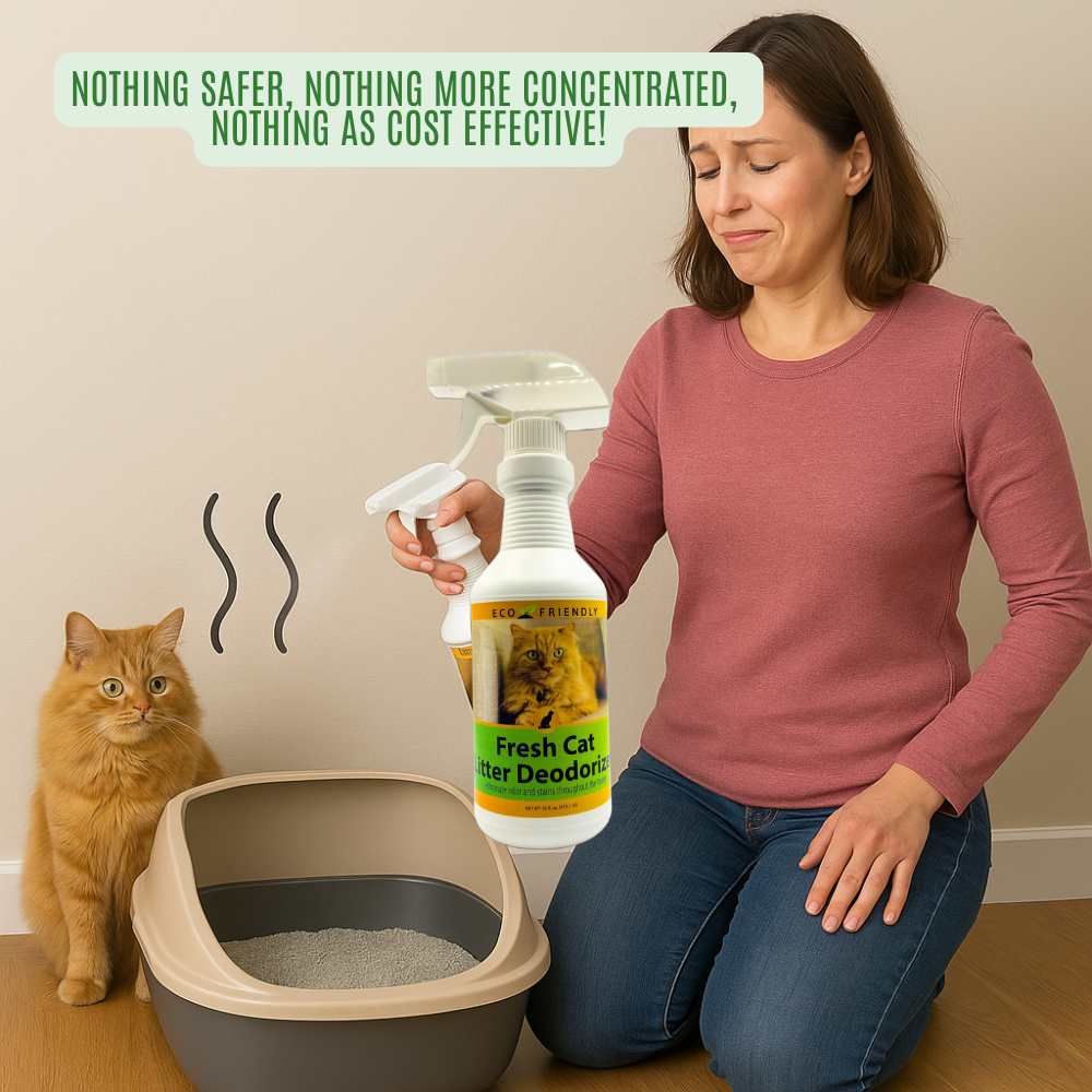 Natural Cat Litter Box Deodorizer Spray | Eliminates Ammonia Odor | Fresh Cat Deodorizer | 16 oz