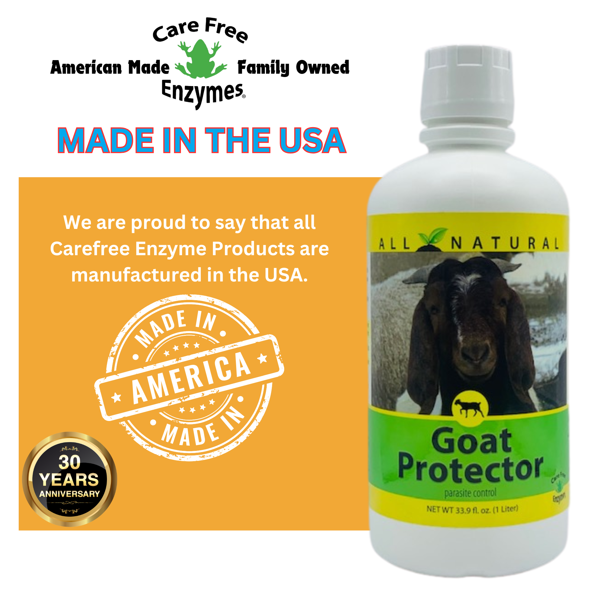 Natural Mite & Parasite Spray for Goats | Soothes Itchy Skin | Goat Protector | 32 oz, 33.9 oz & 1 Gallon