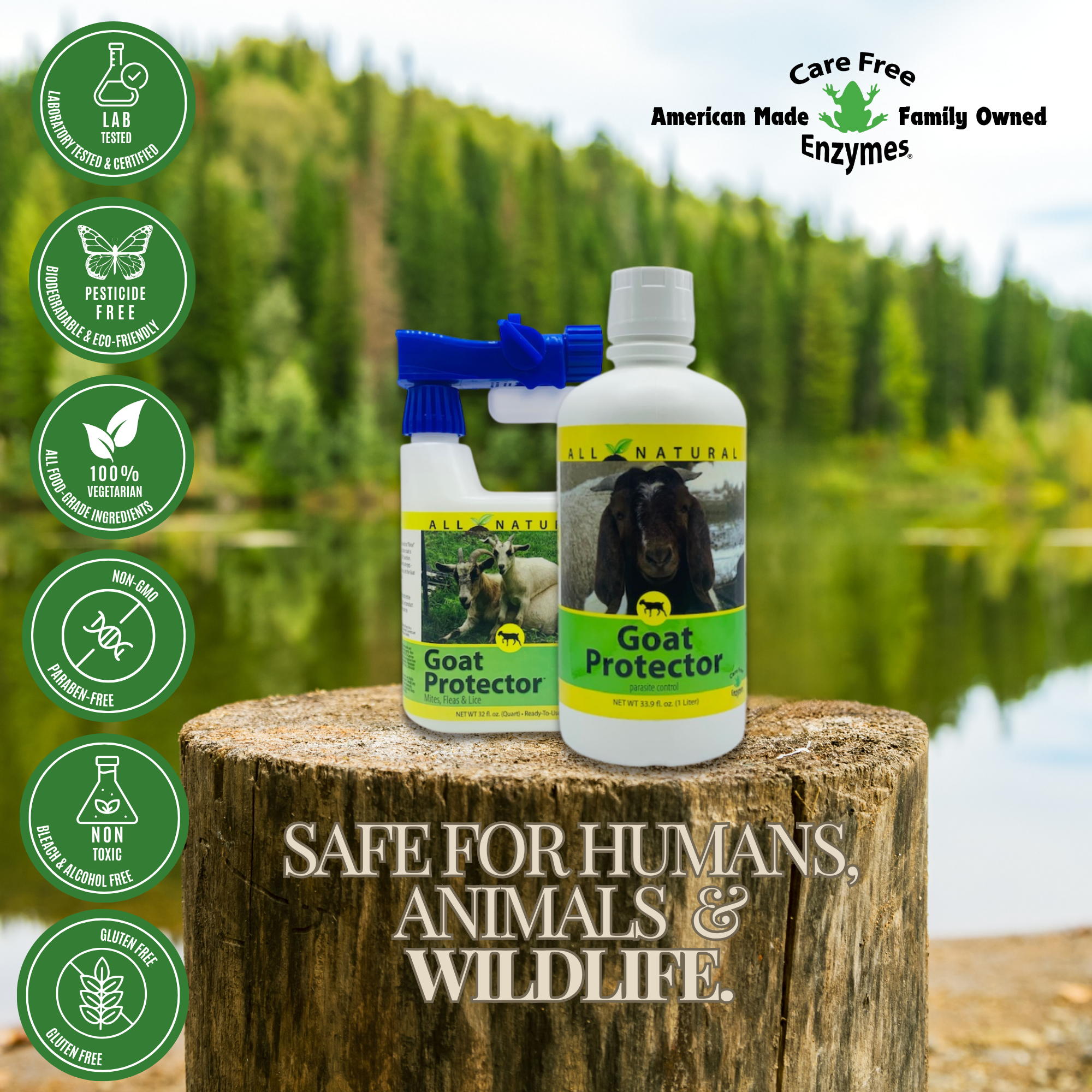 Natural Mite & Parasite Spray for Goats | Soothes Itchy Skin | Goat Protector | 32 oz, 33.9 oz & 1 Gallon