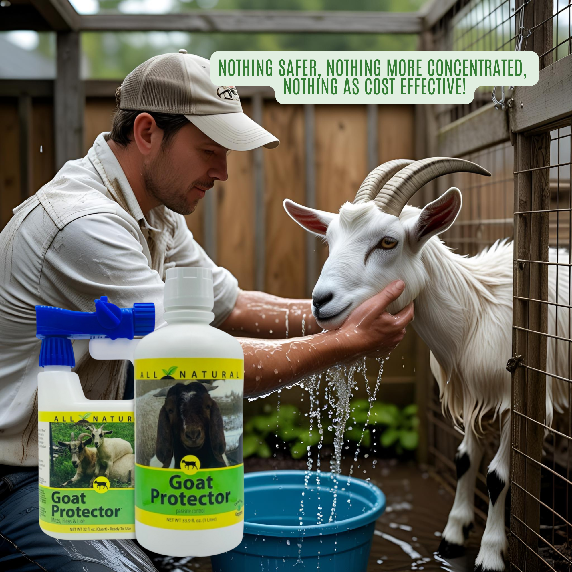 Natural Mite & Parasite Spray for Goats | Soothes Itchy Skin | Goat Protector | 32 oz, 33.9 oz & 1 Gallon