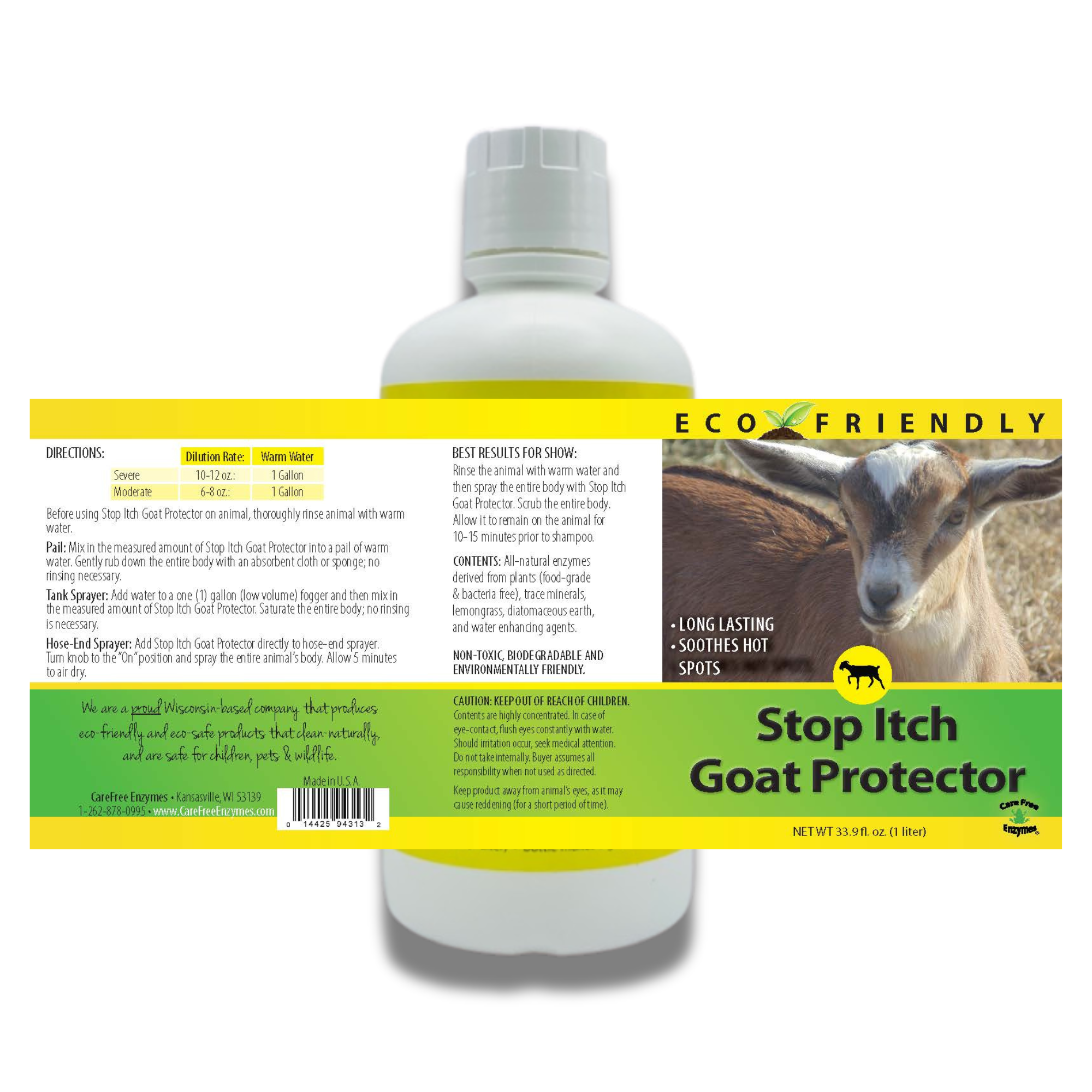 Natural Itch Relief Spray for Goats | Soothes Bites & Skin Irritations | Stop Itch Goat Protector | 32 oz & 33.9 oz