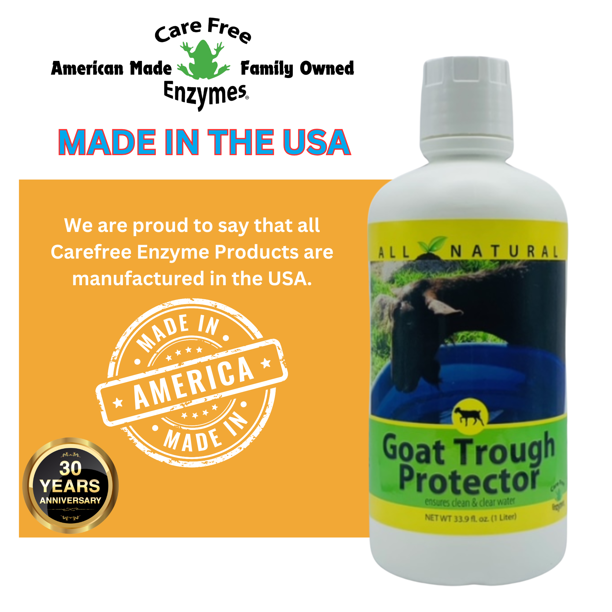 Natural Goat Water Trough Treatment | Prevents Slime & Algae | Goat Trough Protector | 33.9 oz