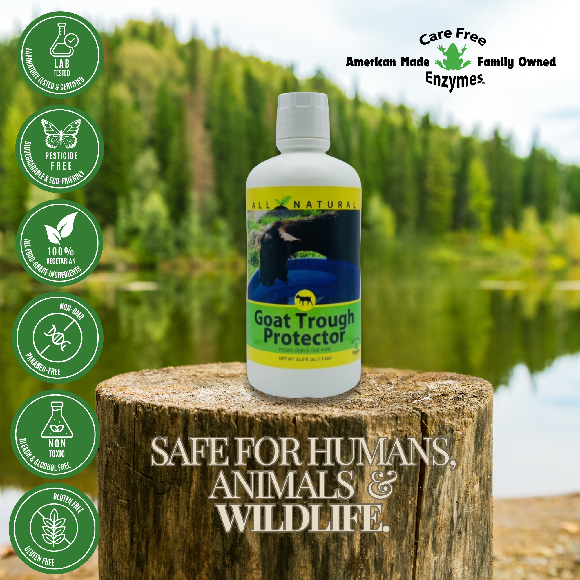 Natural Goat Water Trough Treatment | Prevents Slime & Algae | Goat Trough Protector | 33.9 oz
