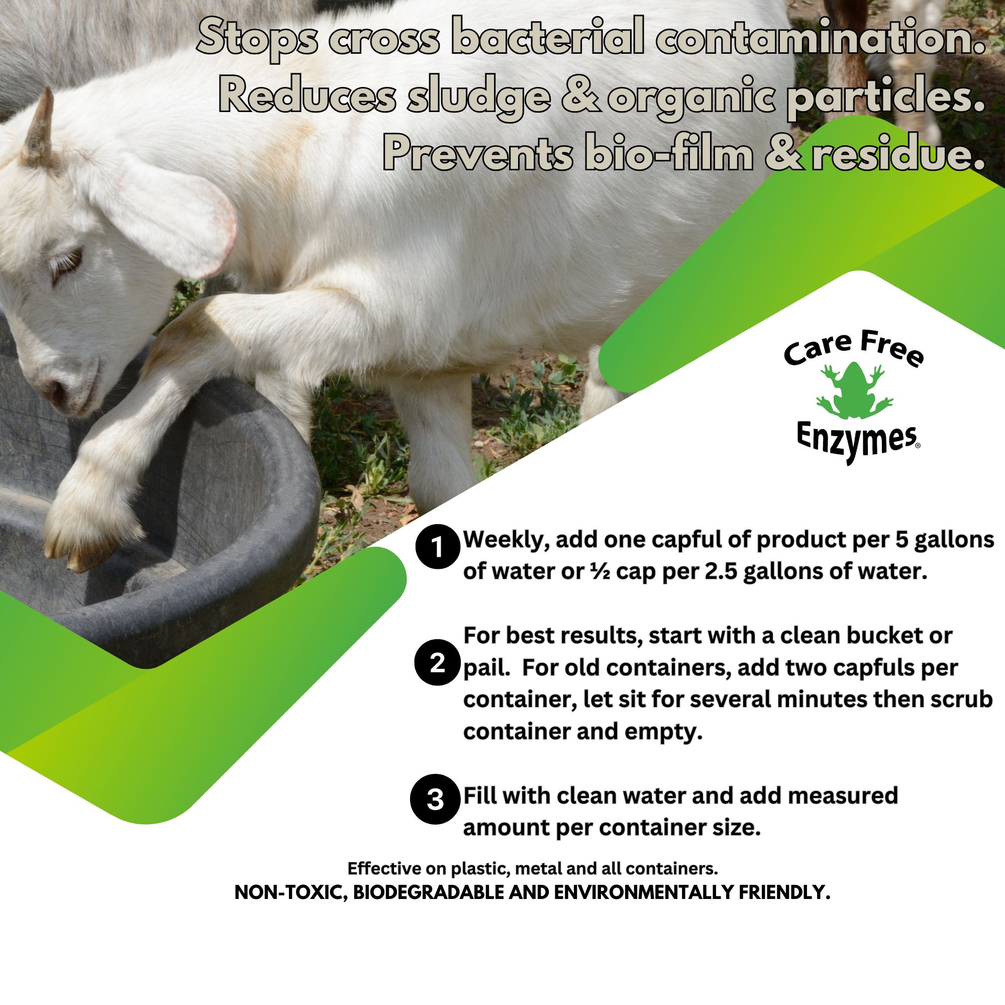 Natural Goat Water Trough Treatment | Prevents Slime & Algae | Goat Trough Protector | 33.9 oz