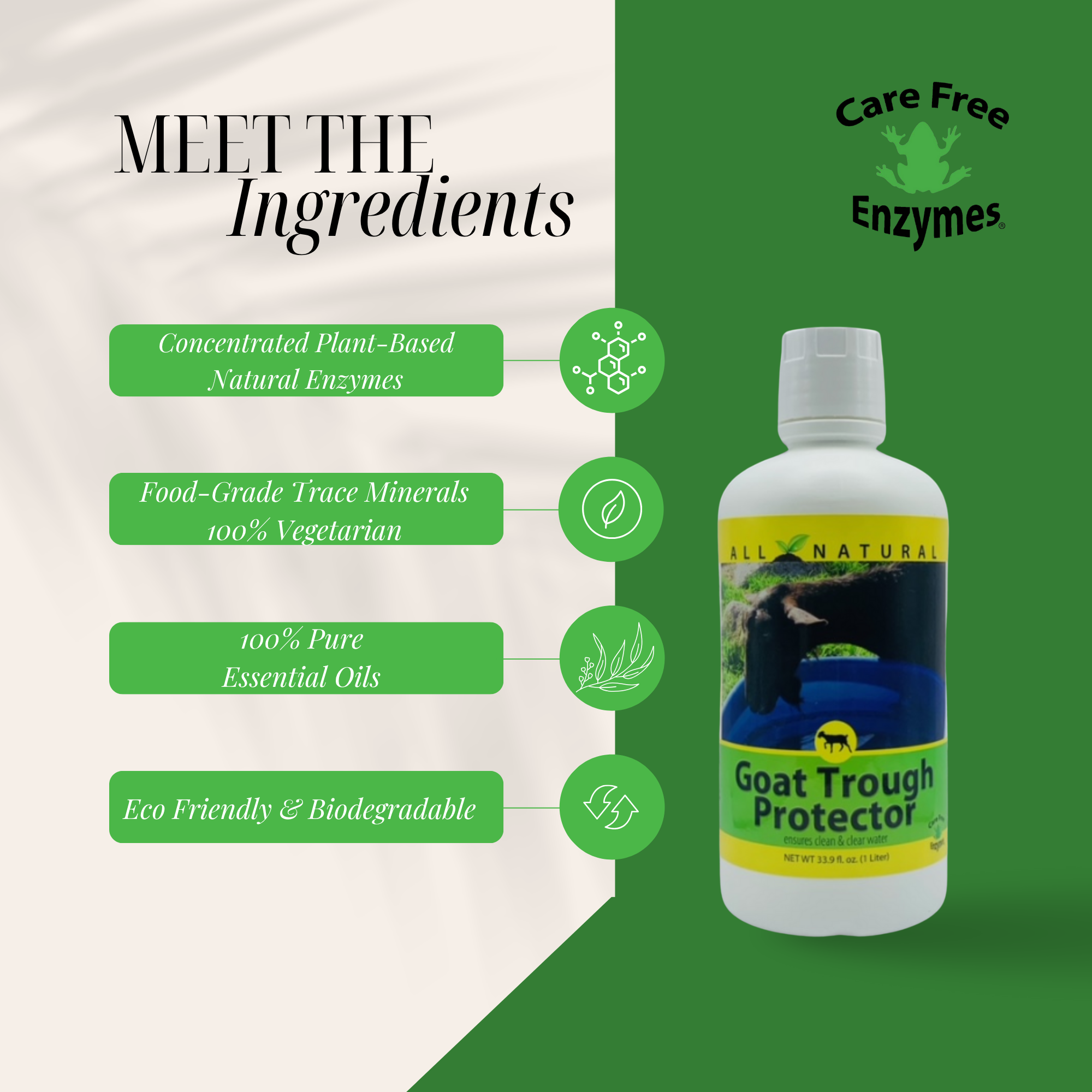Natural Goat Water Trough Treatment | Prevents Slime & Algae | Goat Trough Protector | 33.9 oz