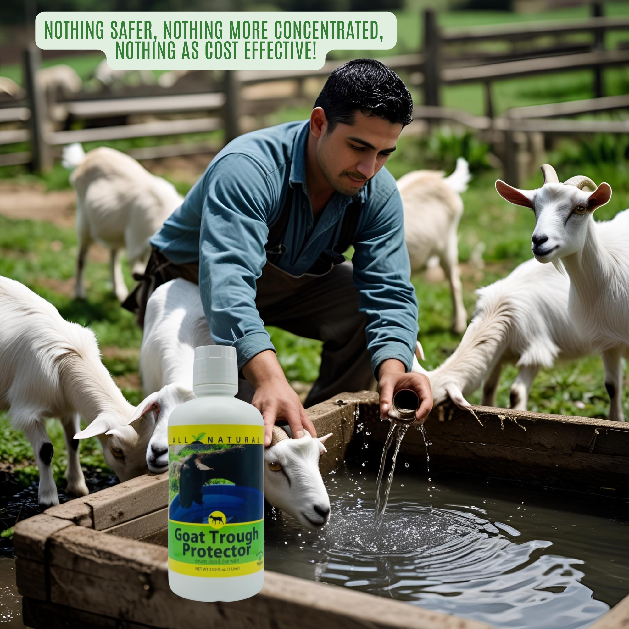 Natural Goat Water Trough Treatment | Prevents Slime & Algae | Goat Trough Protector | 33.9 oz