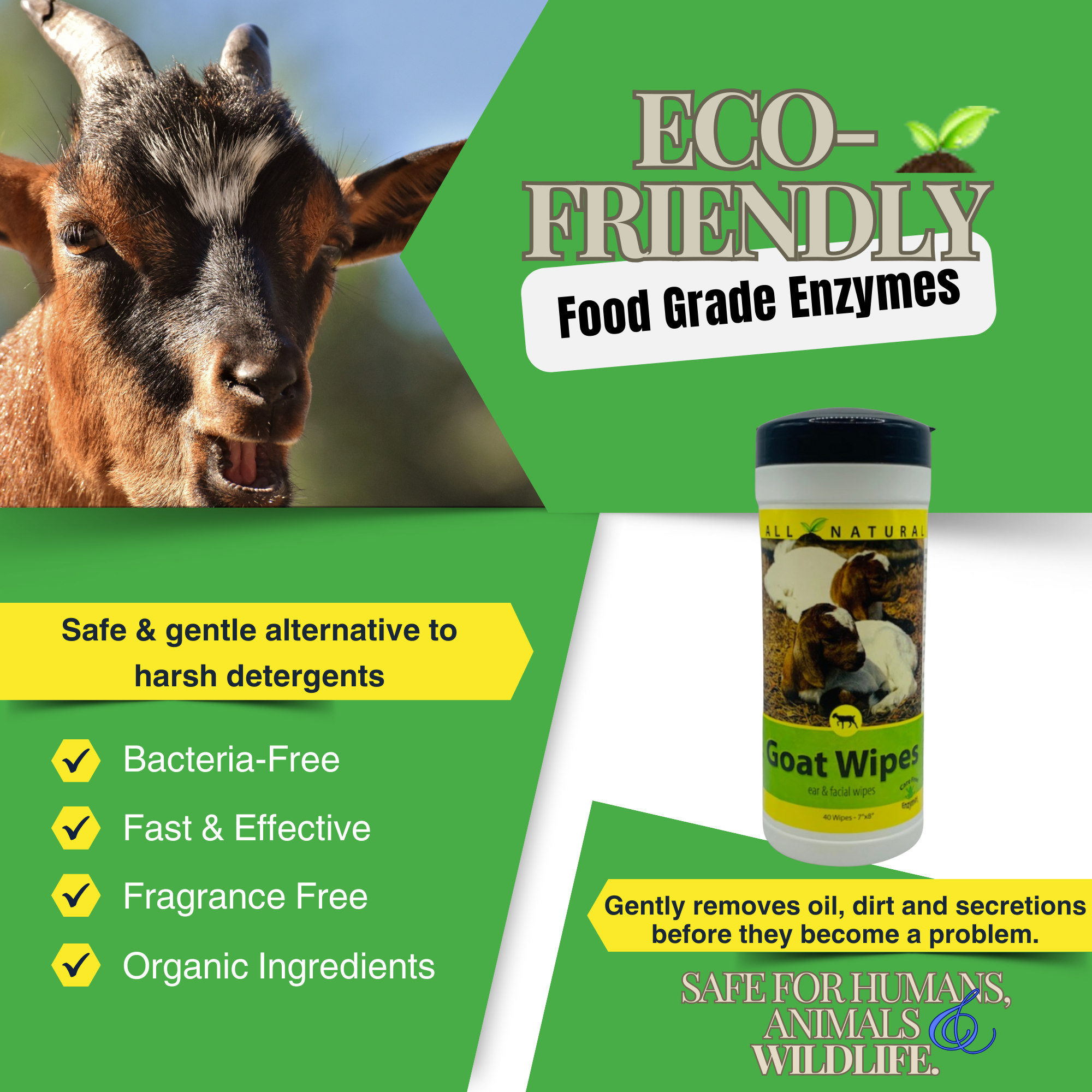 All-Purpose Goat Cleaning Wipes for Face & Body | Gentle Goat Wipes | 40 Count