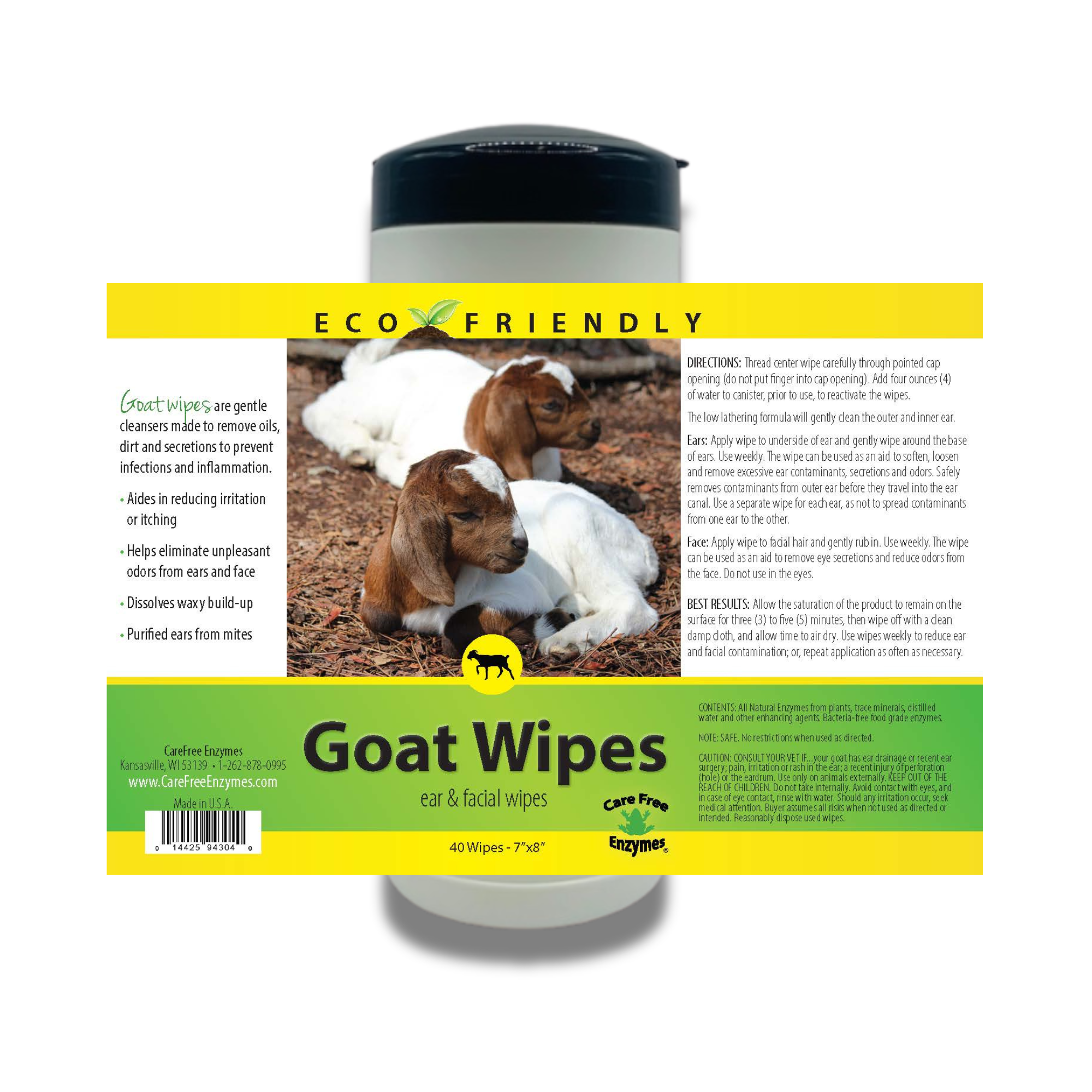 All-Purpose Goat Cleaning Wipes for Face & Body | Gentle Goat Wipes | 40 Count