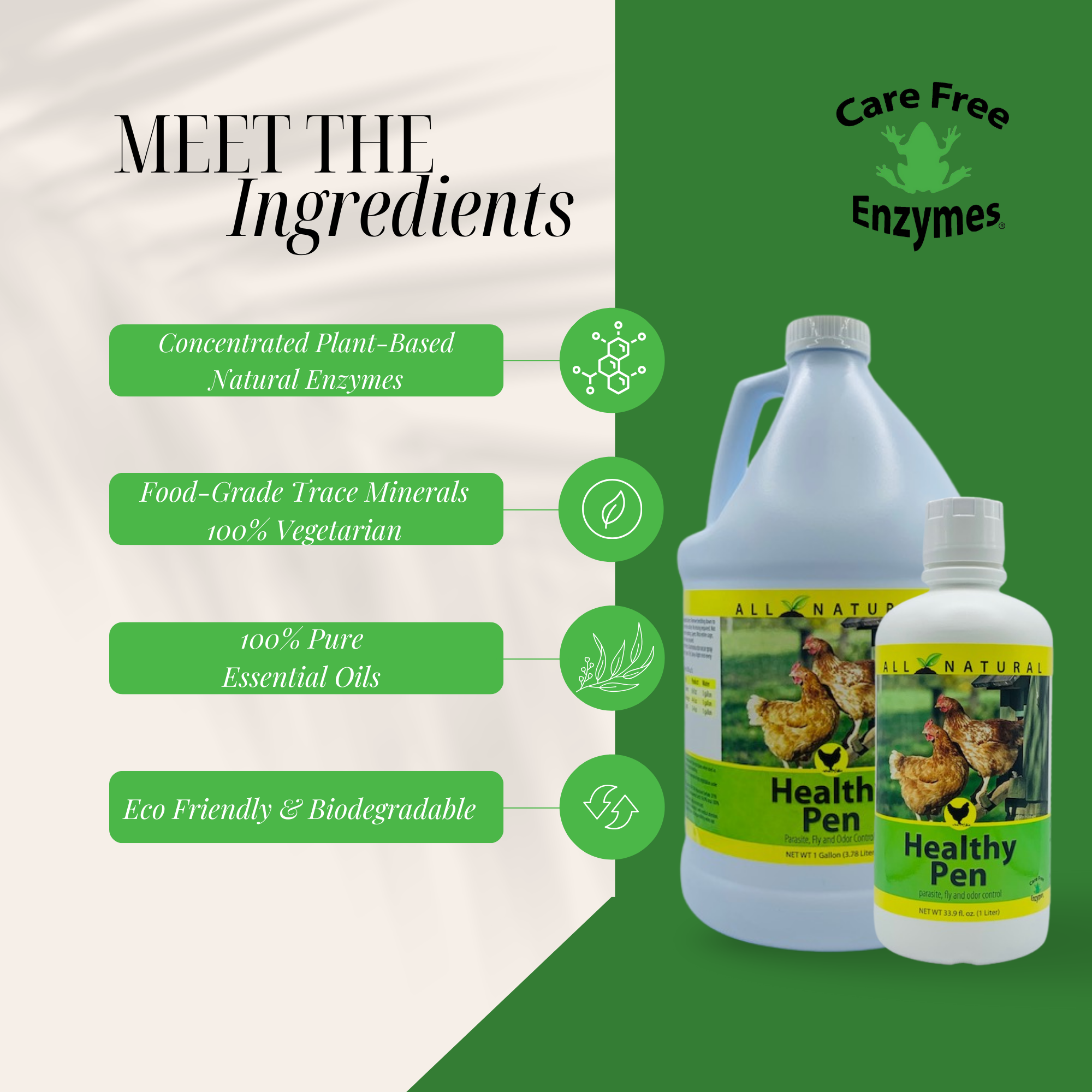 Natural Chicken Coop Cleaner & Deodorizer | Healthy Pen | 32 oz, 33.9 oz & 1 Gallon