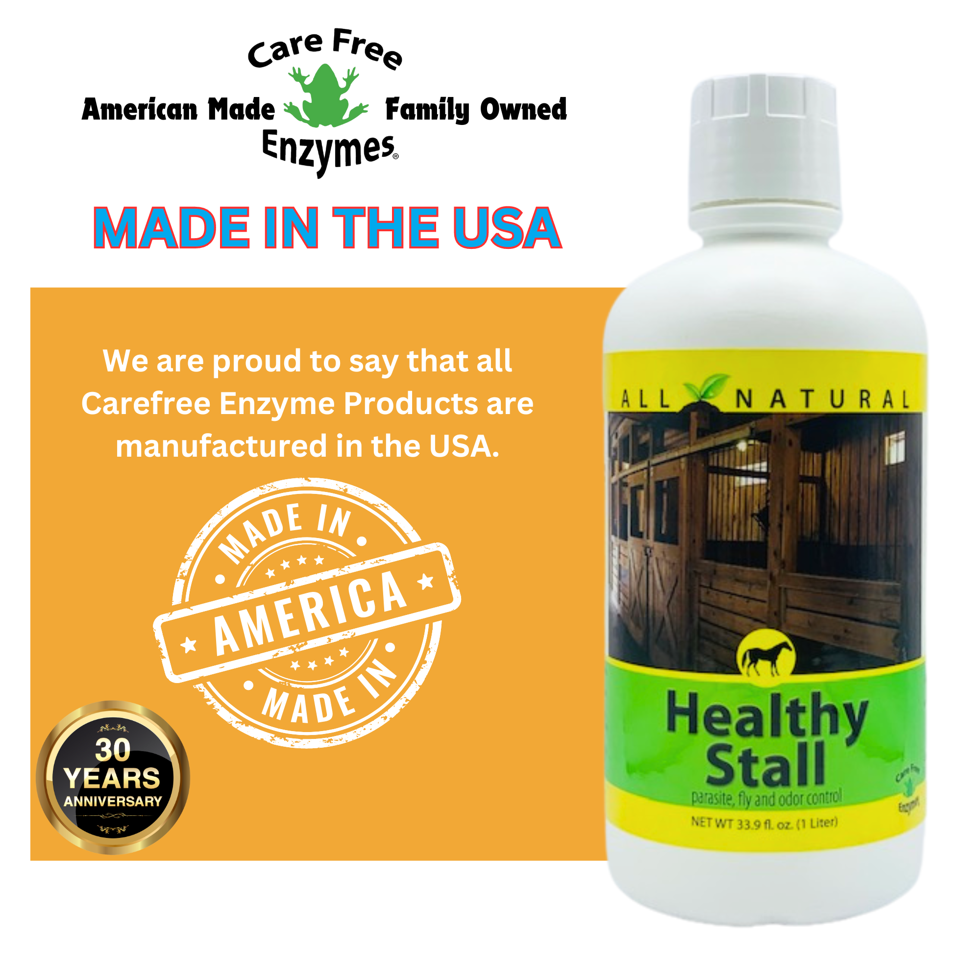 Natural Horse Stall Cleaner & Odor Eliminator | Healthy Stall | 32 oz, 33.9 oz & 1 Gallon