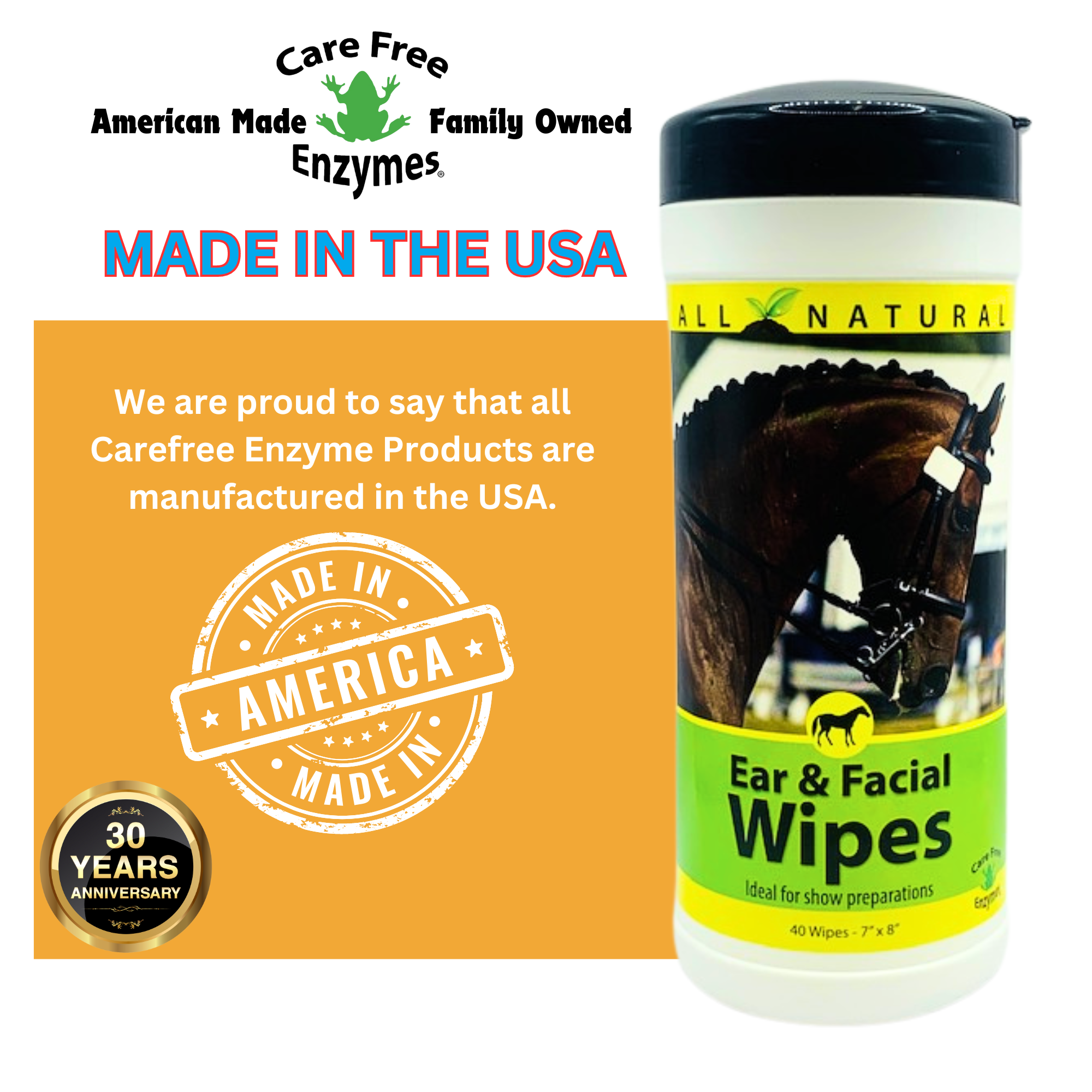 Gentle Equine Face & Ear Wipes | Cleans Sweat & Dirt | Horse Facial & Ear Wipes | 40 Count