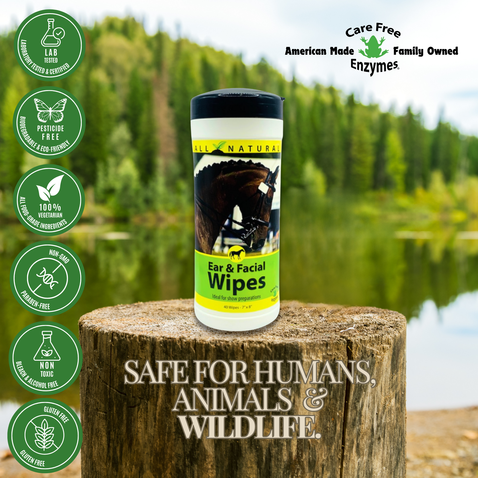 Gentle Equine Face & Ear Wipes | Cleans Sweat & Dirt | Horse Facial & Ear Wipes | 40 Count