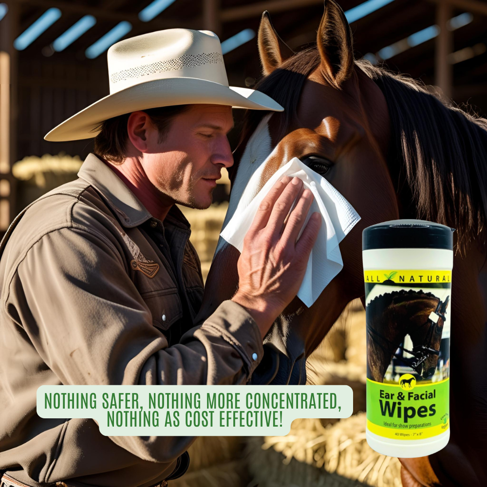 Gentle Equine Face & Ear Wipes | Cleans Sweat & Dirt | Horse Facial & Ear Wipes | 40 Count