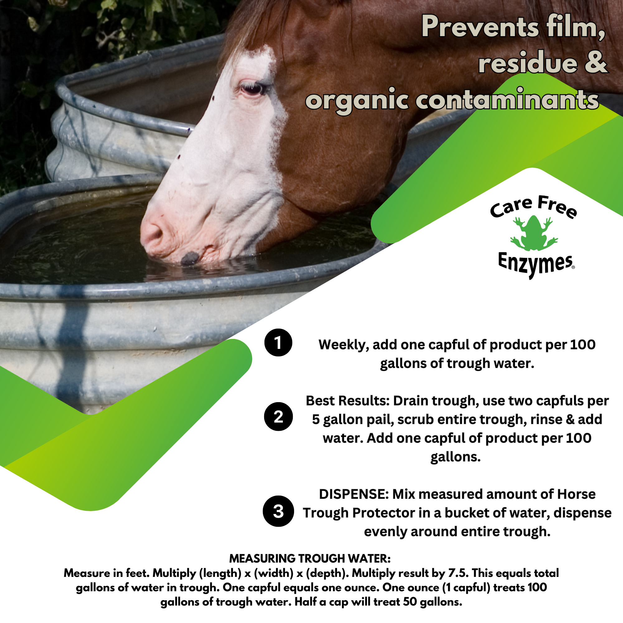 Natural Horse Water Trough Cleaner | Prevents Algae & Slime Buildup | Horse Trough Protector | 33.9 oz