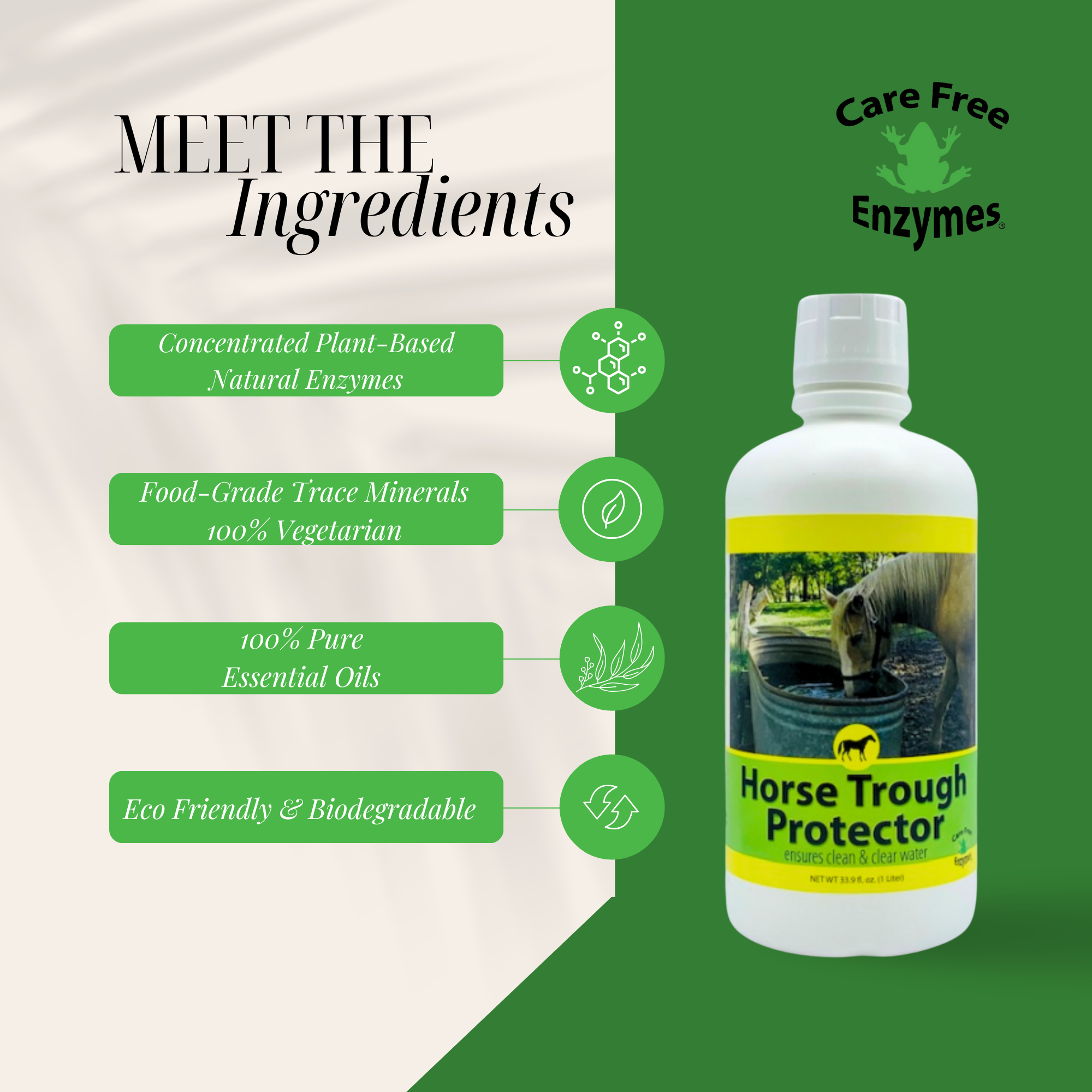 Natural Horse Water Trough Cleaner | Prevents Algae & Slime Buildup | Horse Trough Protector | 33.9 oz