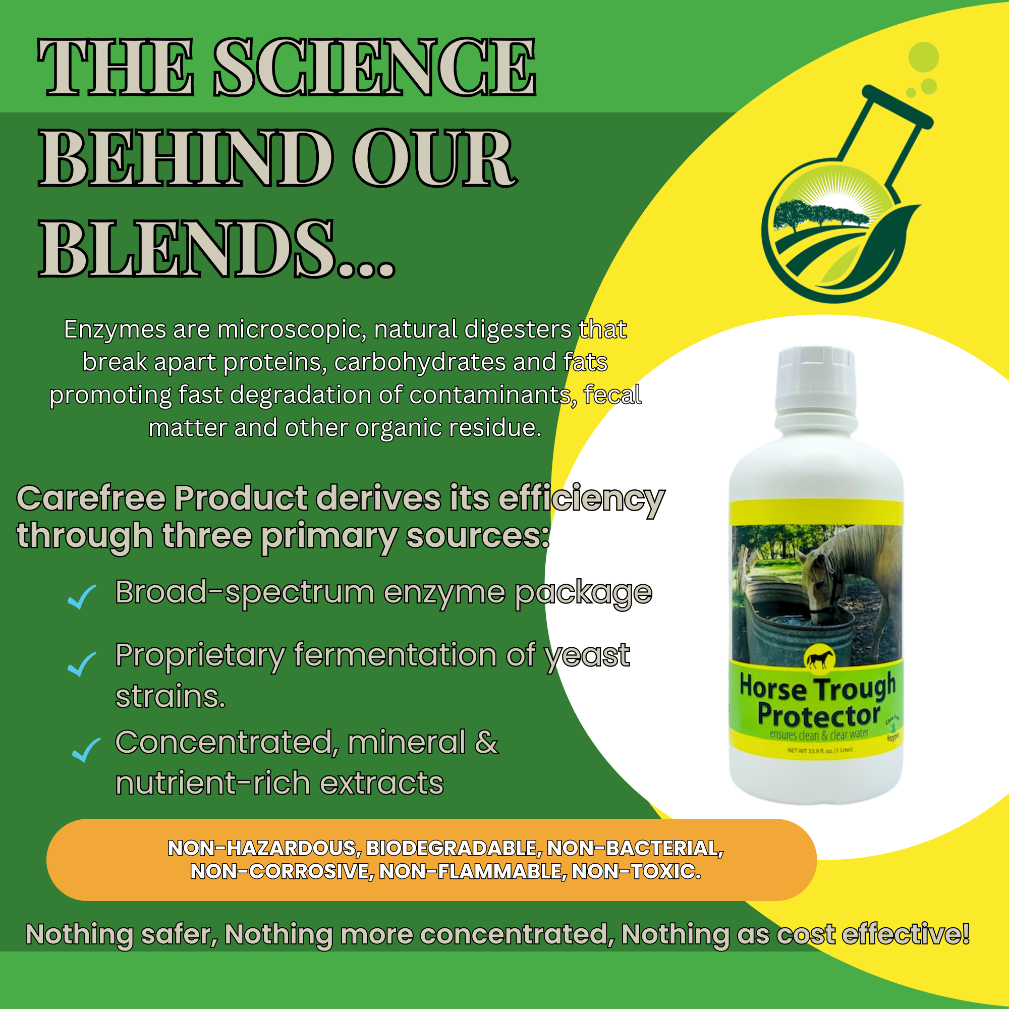 Natural Horse Water Trough Cleaner | Prevents Algae & Slime Buildup | Horse Trough Protector | 33.9 oz