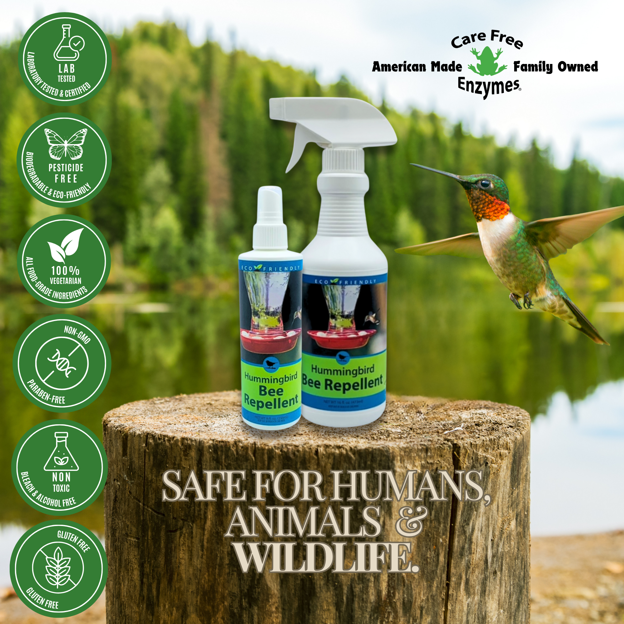 Natural Bee & Wasp Repellent for Hummingbird Feeders | Hummingbird Bee Repellent | 8 oz & 16 oz