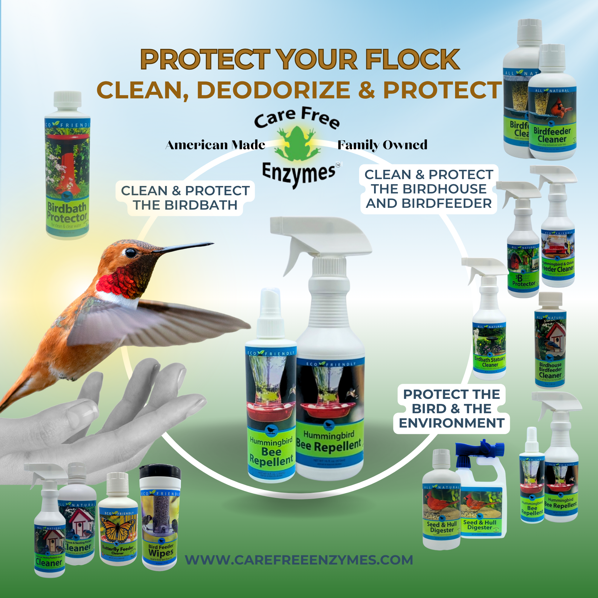 Natural Bee & Wasp Repellent for Hummingbird Feeders | Hummingbird Bee Repellent | 8 oz & 16 oz