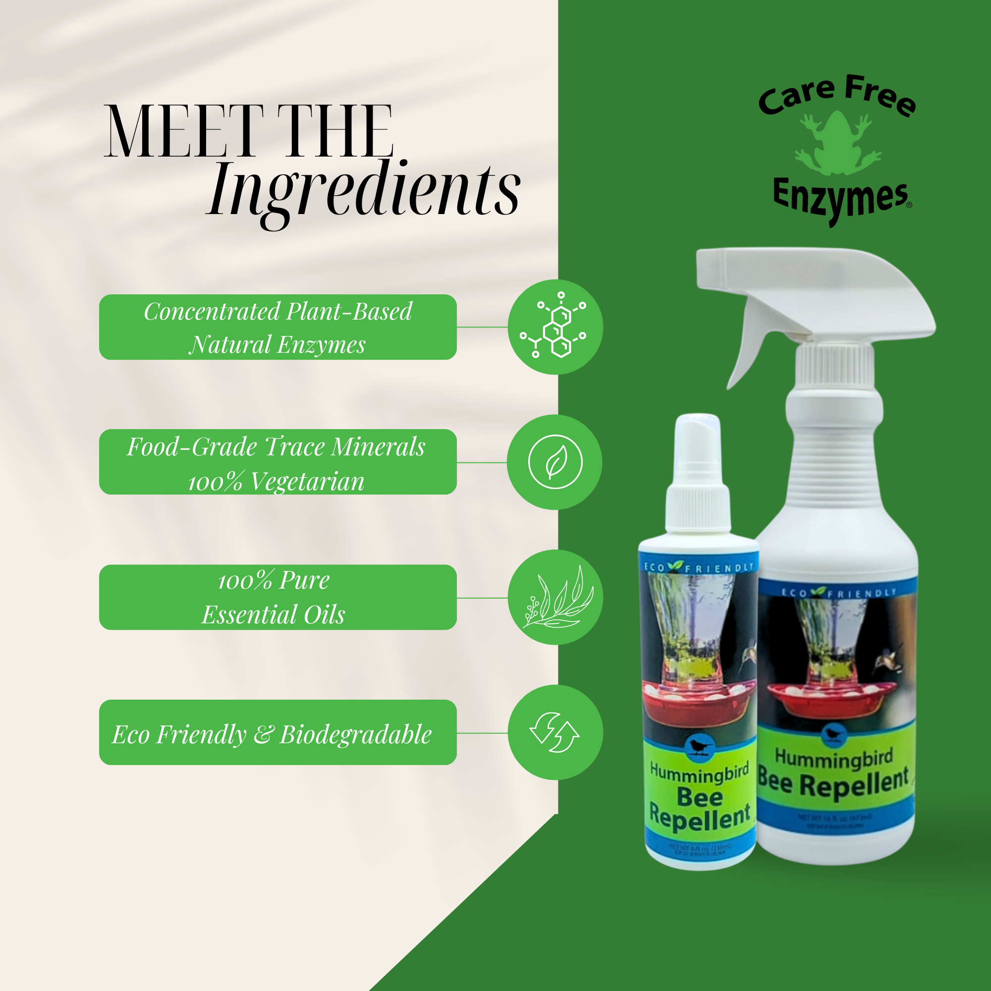 Natural Bee & Wasp Repellent for Hummingbird Feeders | Hummingbird Bee Repellent | 8 oz & 16 oz