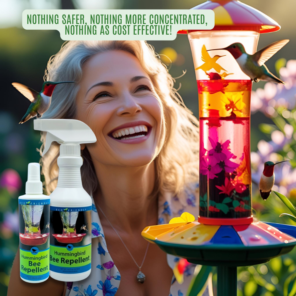 Natural Bee & Wasp Repellent for Hummingbird Feeders | Hummingbird Bee Repellent | 8 oz & 16 oz
