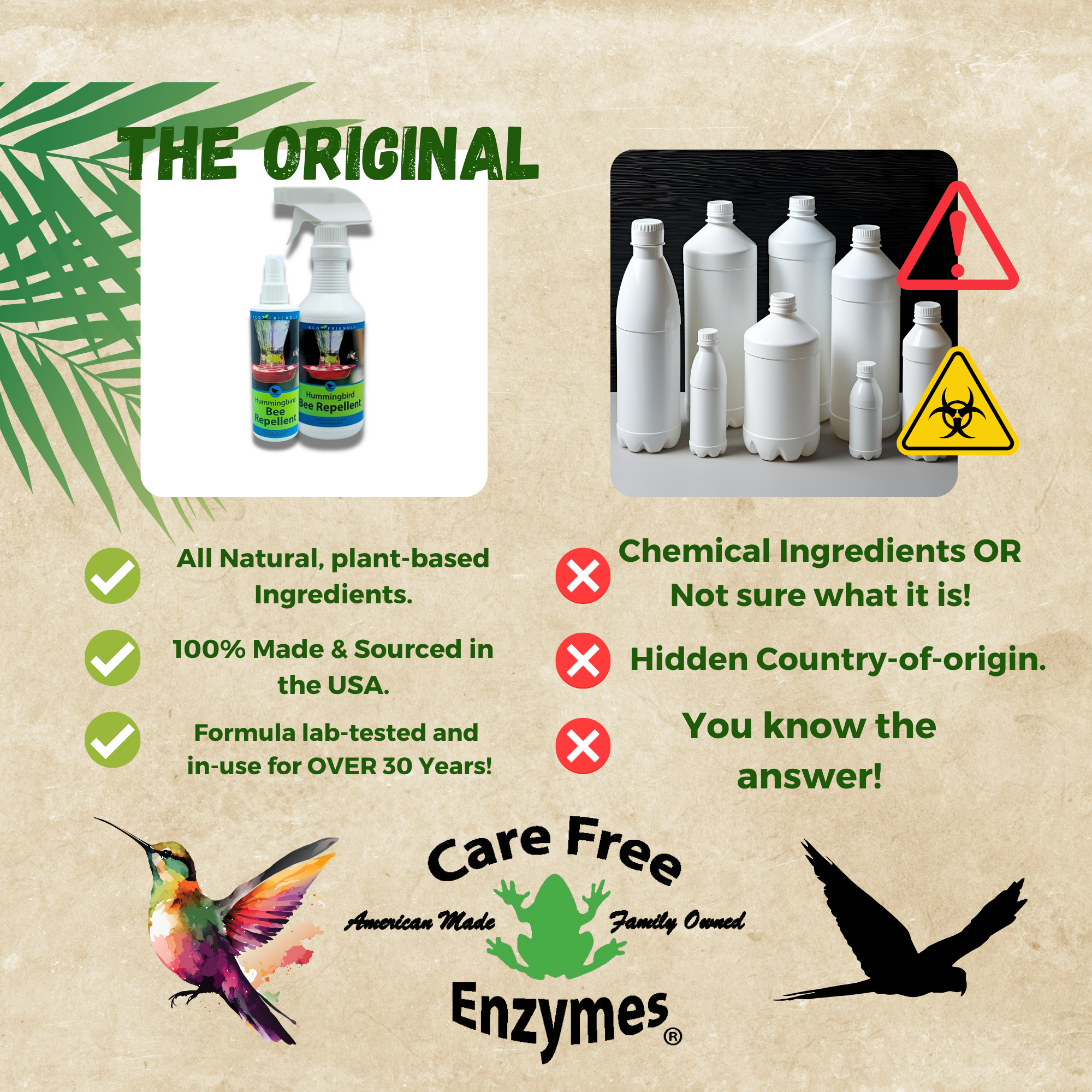 Natural Bee & Wasp Repellent for Hummingbird Feeders | Hummingbird Bee Repellent | 8 oz & 16 oz