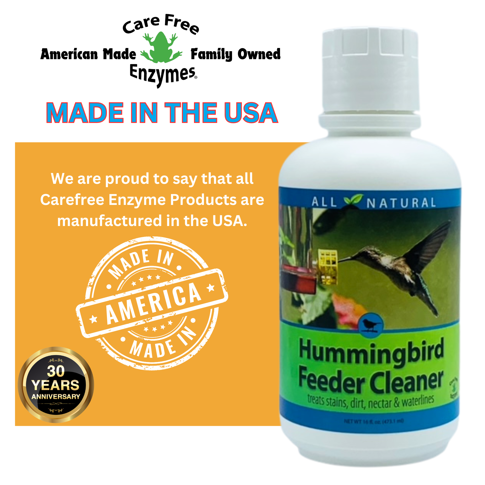 Natural Hummingbird Feeder Cleaner | Removes Nectar Mold Safely | 16 oz