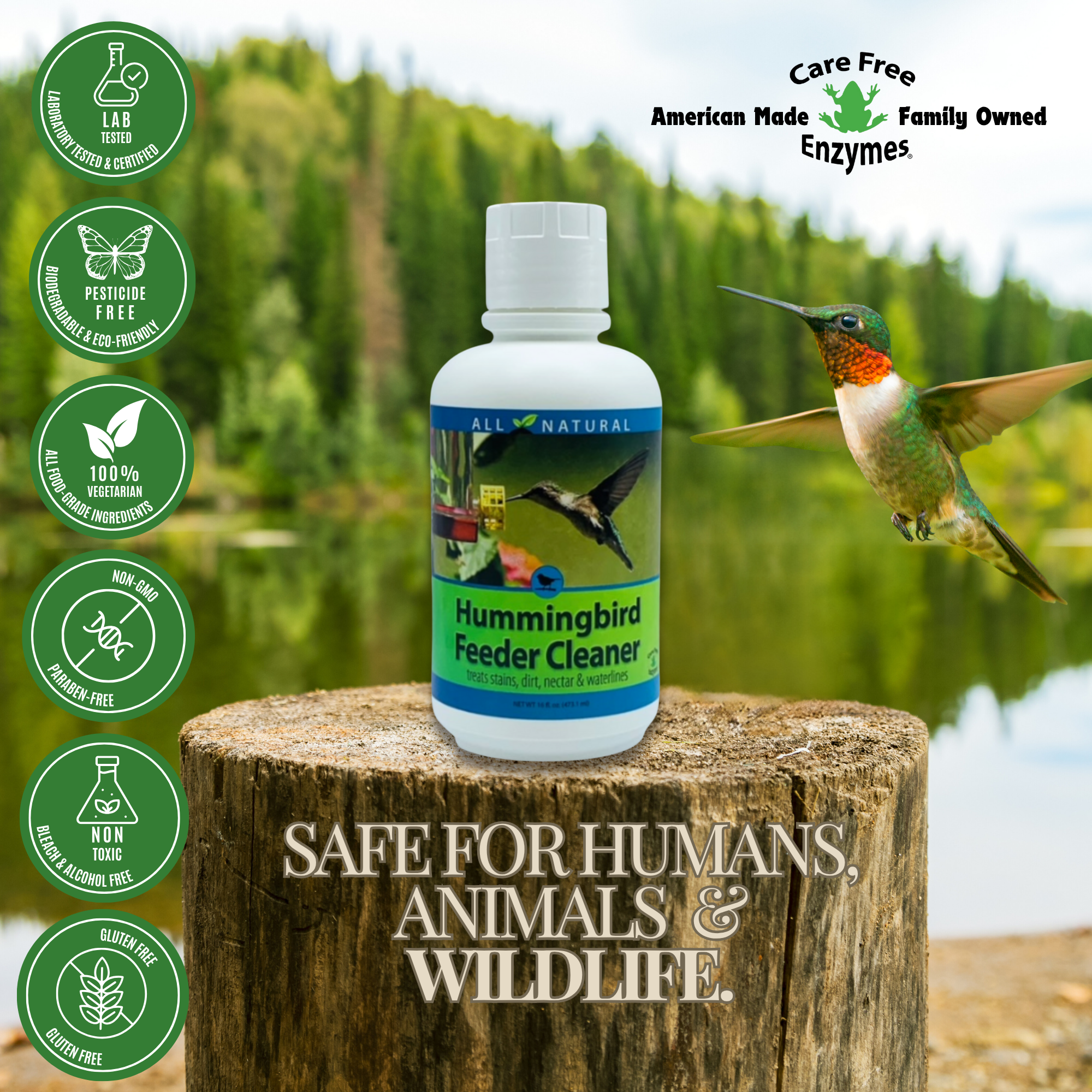 Natural Hummingbird Feeder Cleaner | Removes Nectar Mold Safely | 16 oz