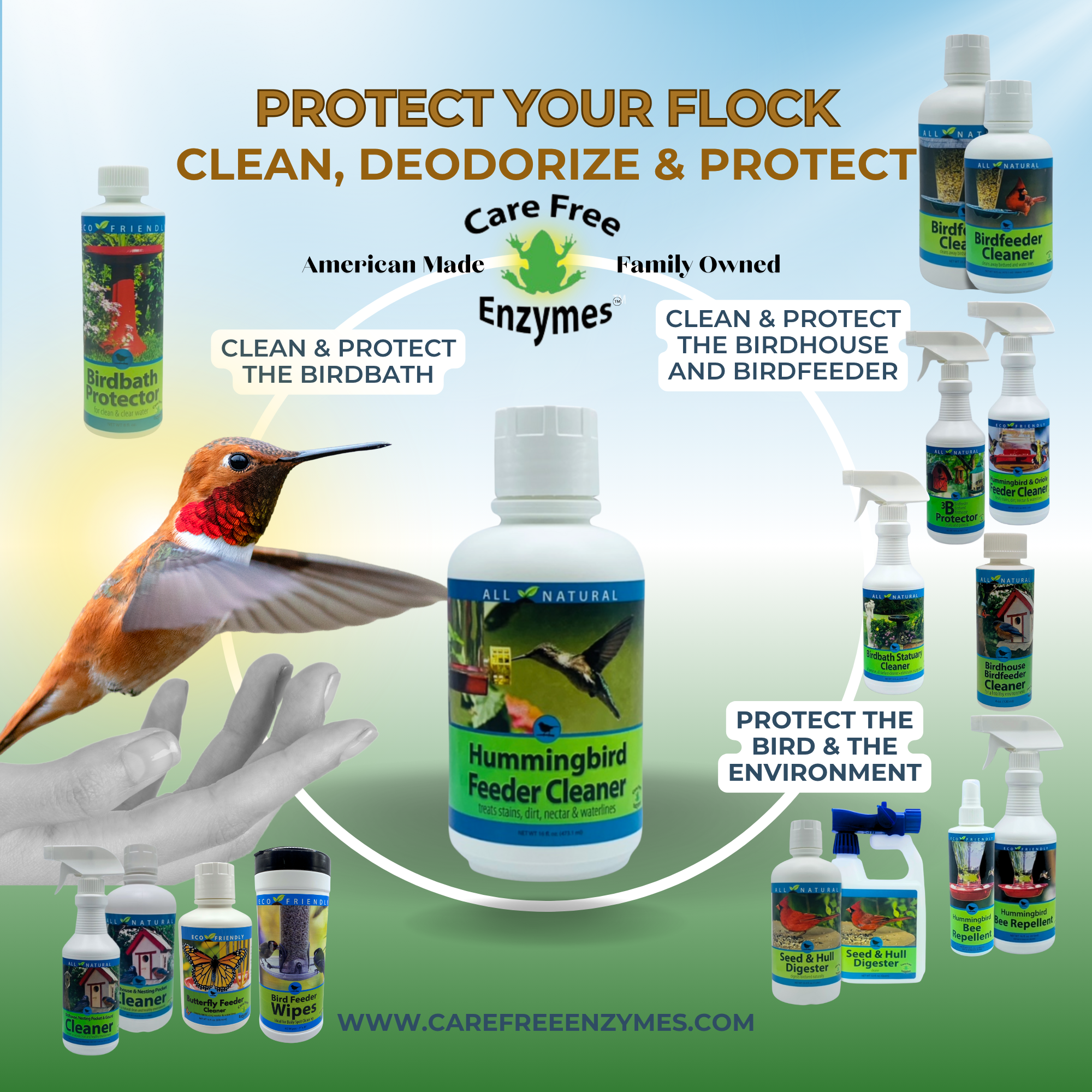 Natural Hummingbird Feeder Cleaner | Removes Nectar Mold Safely | 16 oz