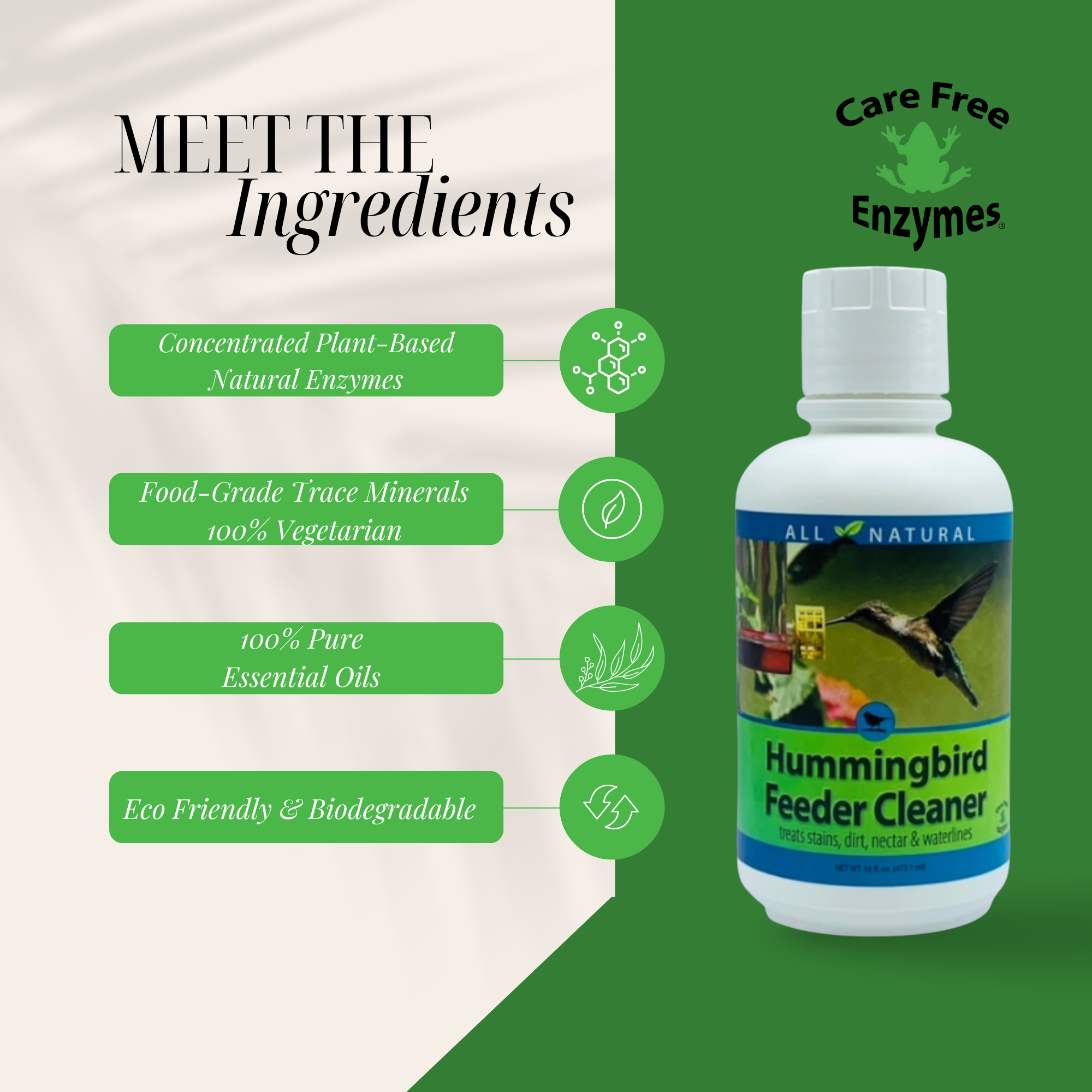 Natural Hummingbird Feeder Cleaner | Removes Nectar Mold Safely | 16 oz