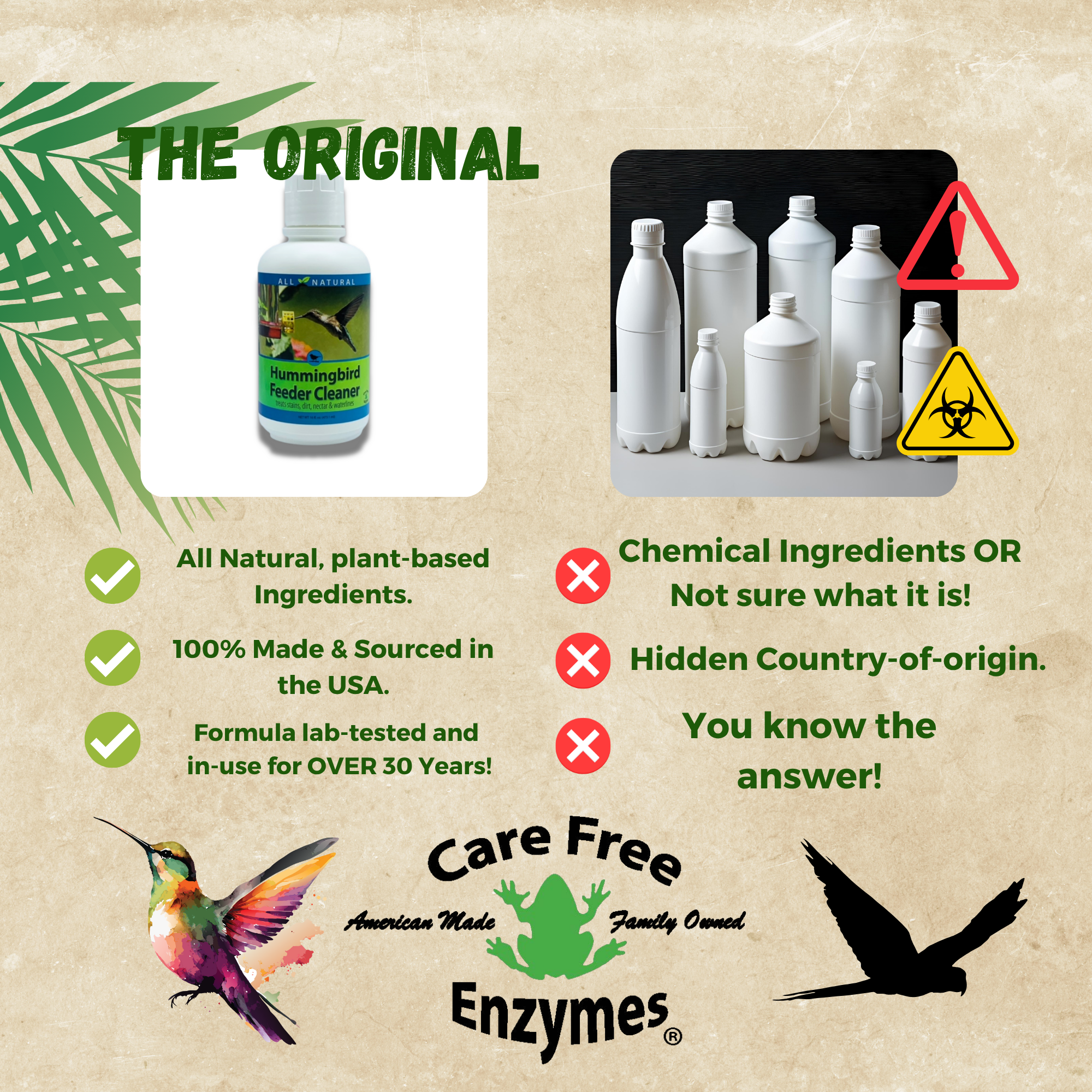 Natural Hummingbird Feeder Cleaner | Removes Nectar Mold Safely | 16 oz