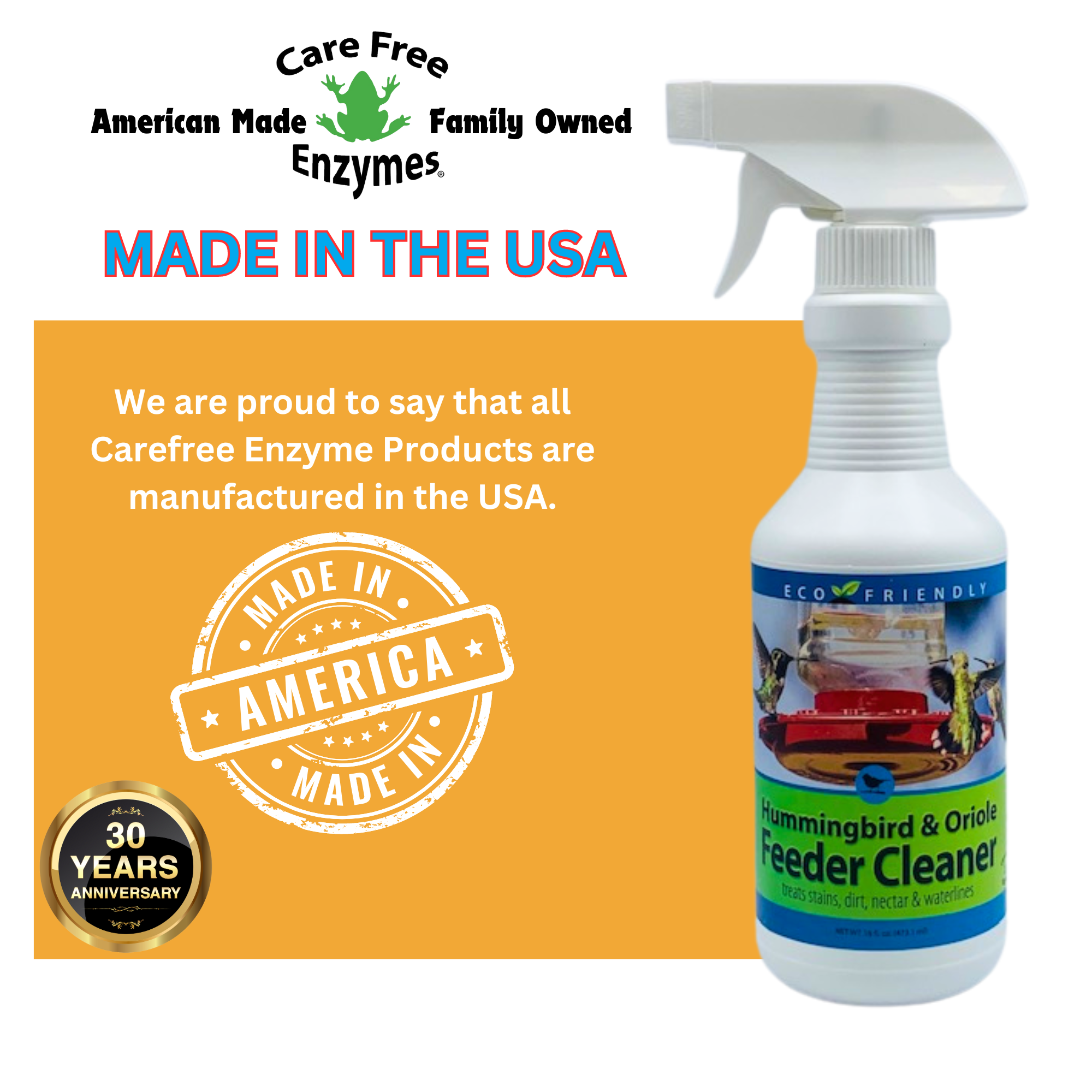 Hummingbird & Oriole Feeder Cleaner Spray | Removes Nectar, Jelly & Mold | 16 oz